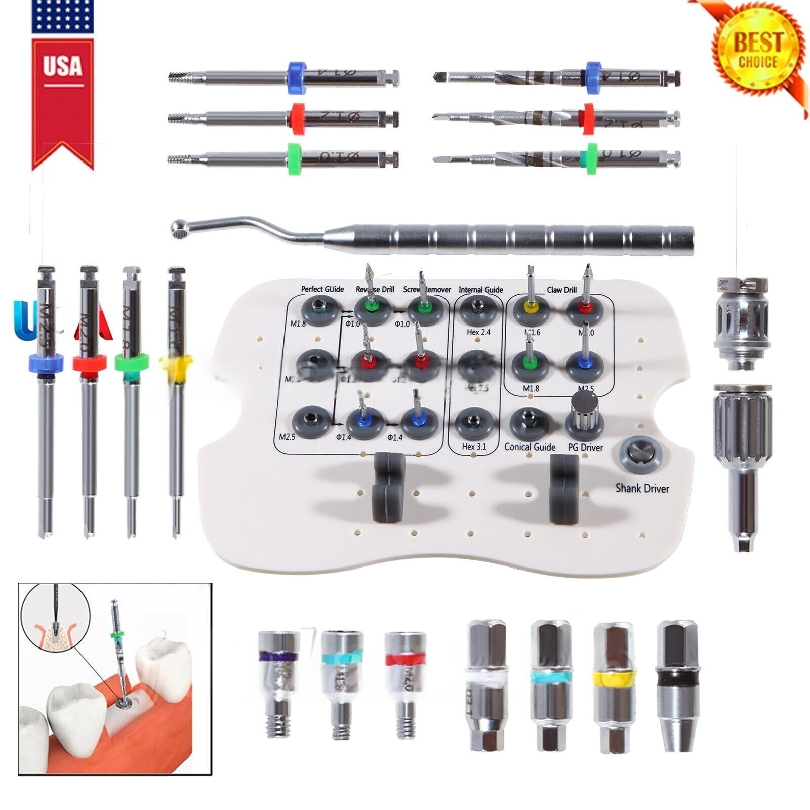 Dental Implant Fixture & Fractured Screw Removal Kit Drill