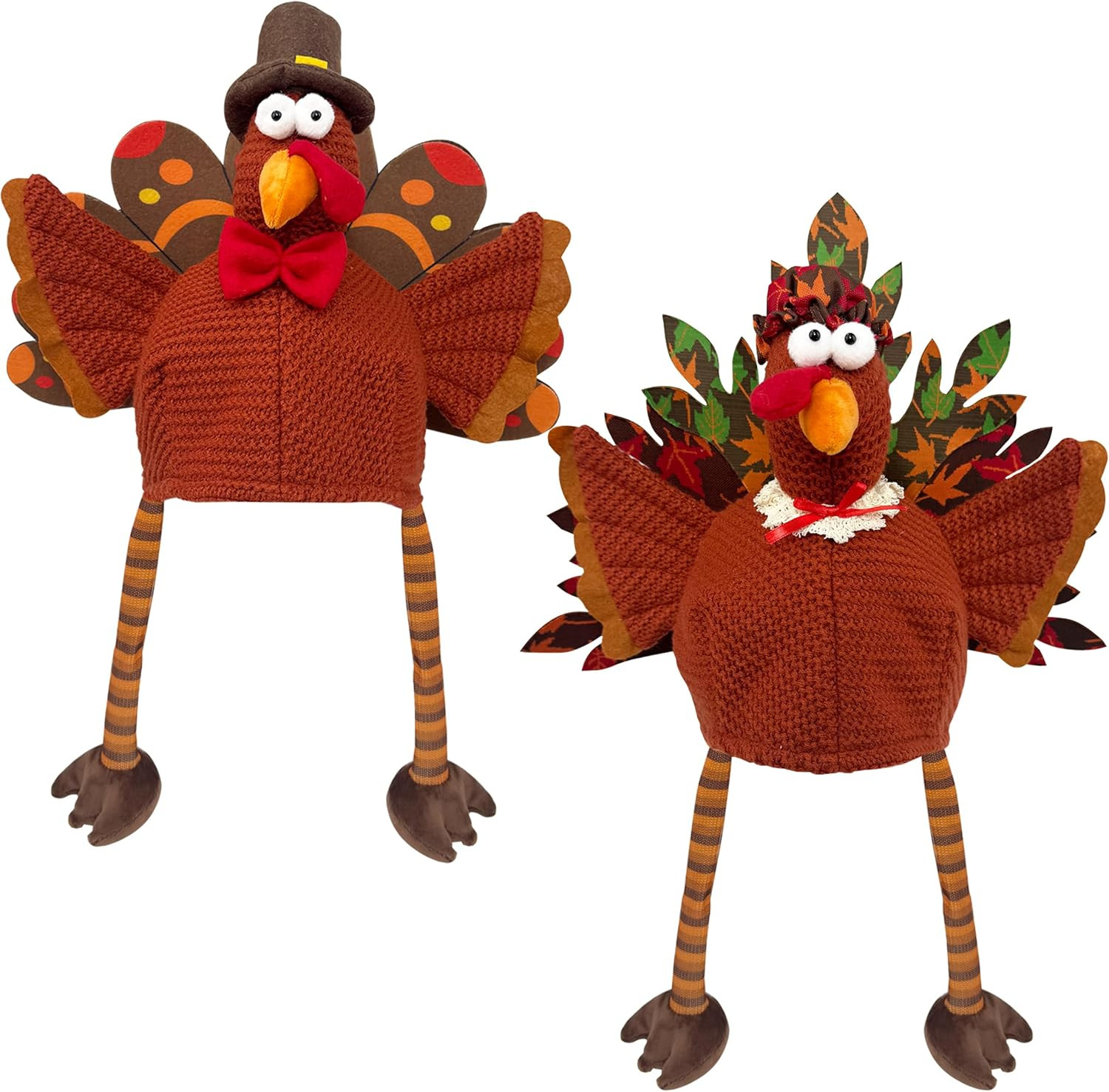 Juego de 2 sombreros de pavo de felpa para Accion de Gracias evento de cosecha