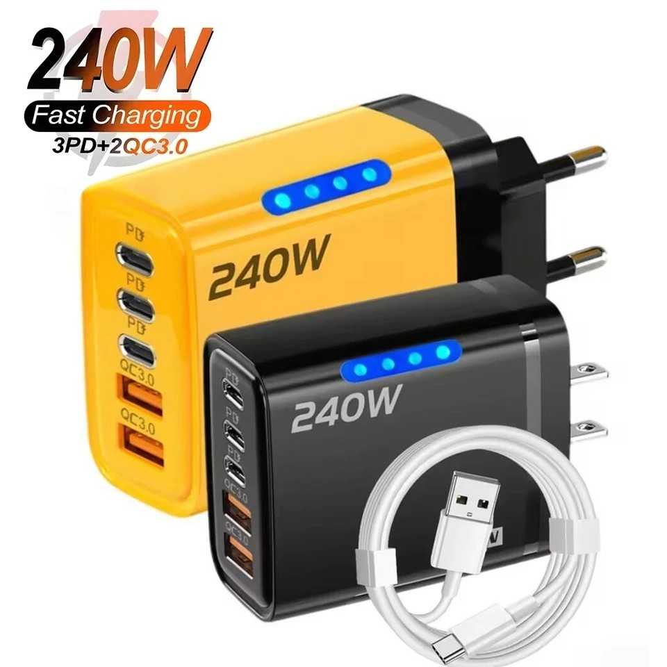240W Fast Charging USB Type C US Wall Charger For Samsung iPhone Android Phone