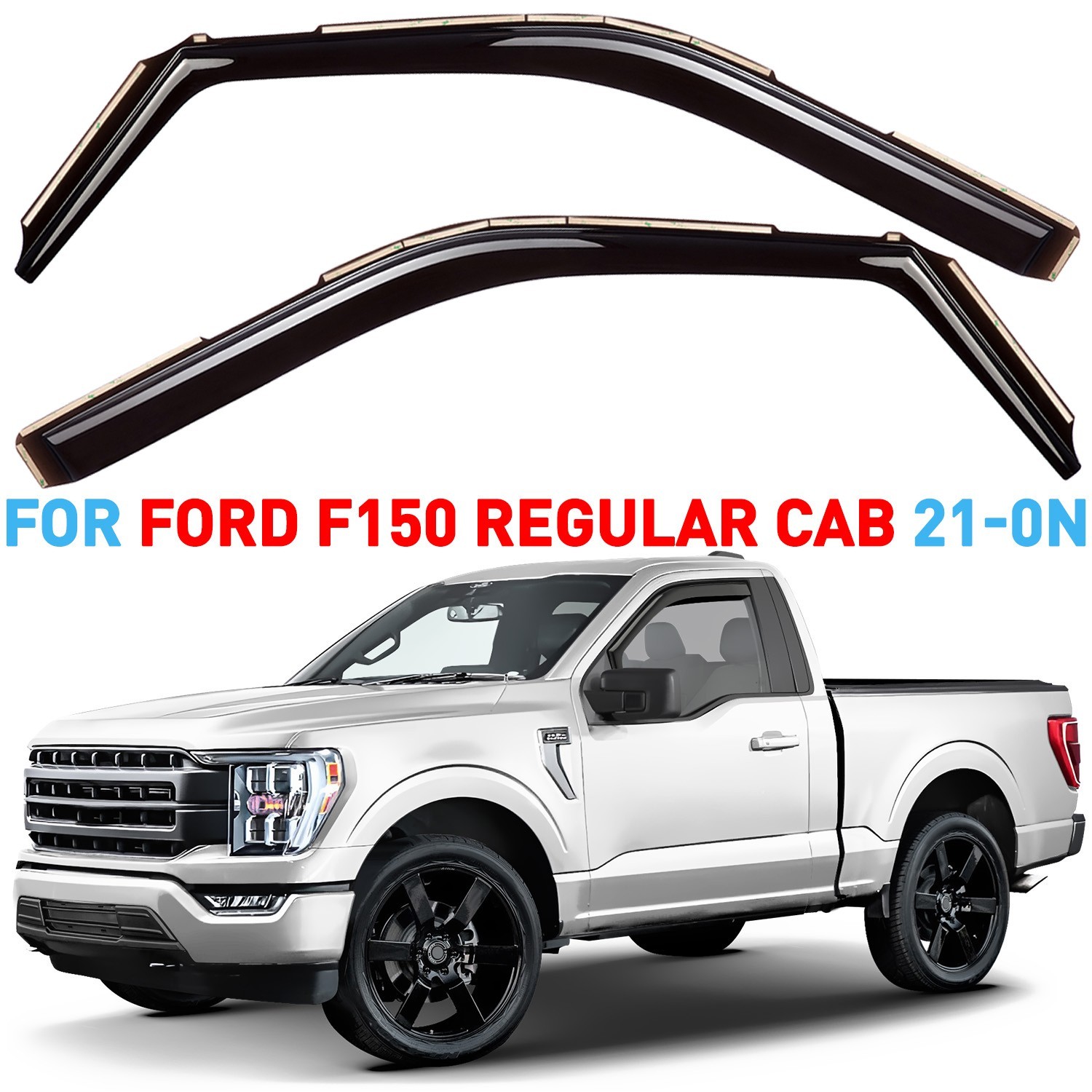 Side Window Deflectors Rain Guards for 2021-2026 Ford F-150 Regular Cab