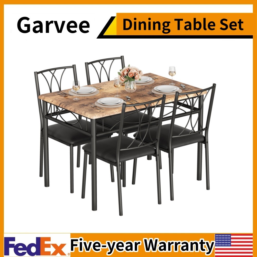 NEW 5-Piece Dining Table Set for Small Space Kitchen Table Set for 4 Retro Brown