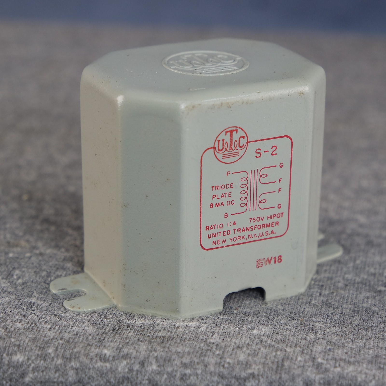 1950s UTC S-2 Audio Interstage Transformer Pri Triode Plate, Dual Sec 1:4 Ratio