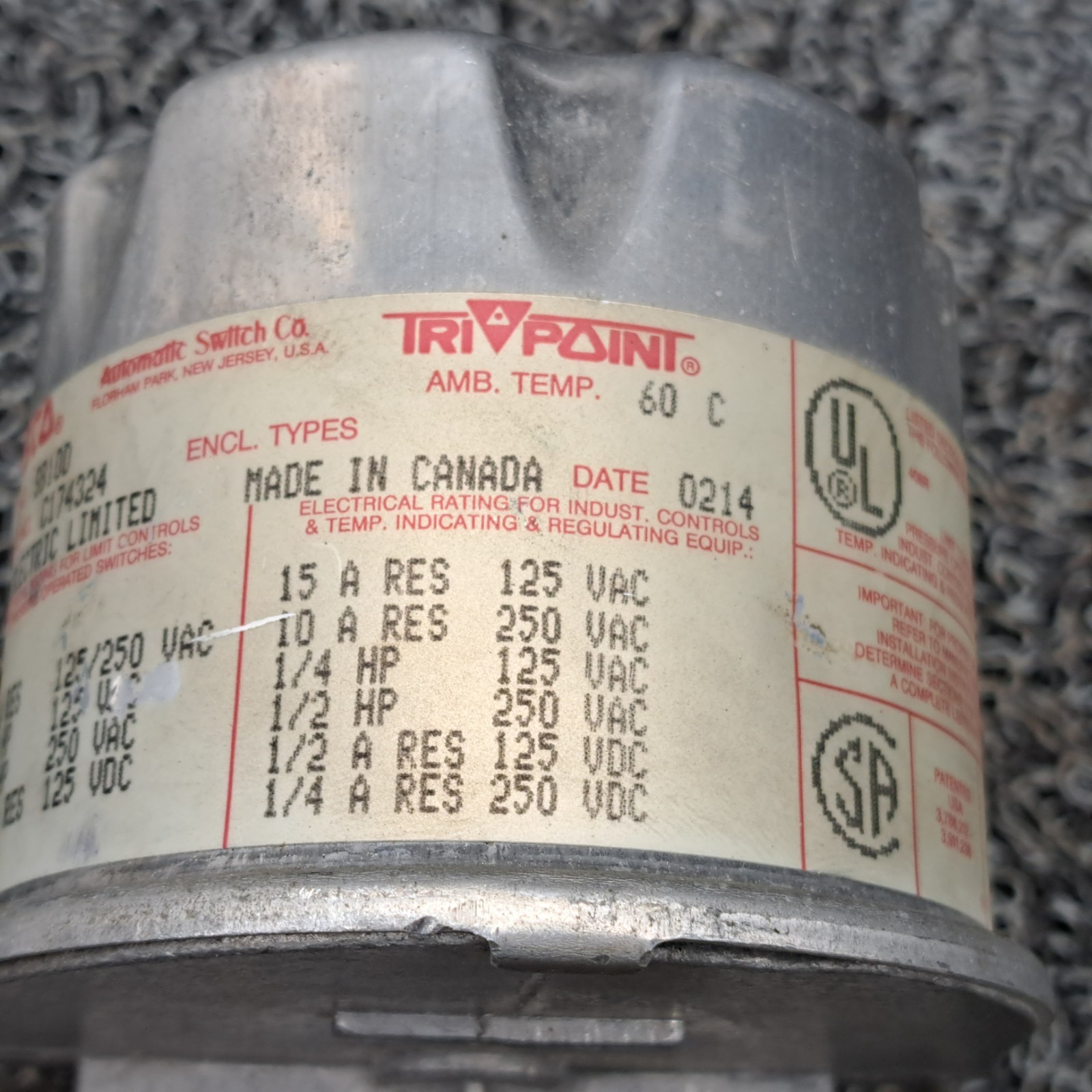 Asco SB100 & TE 10A11 TRI-POINT Limit Control
