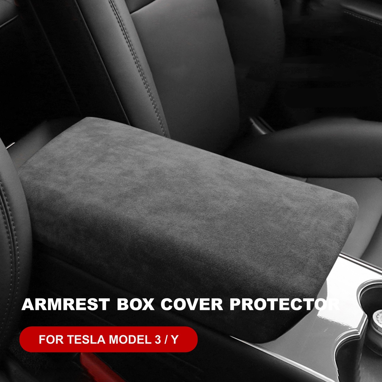 Alcantara Center Console Armrest Cover Protector Pad Fits for Tesla Model 3 Y