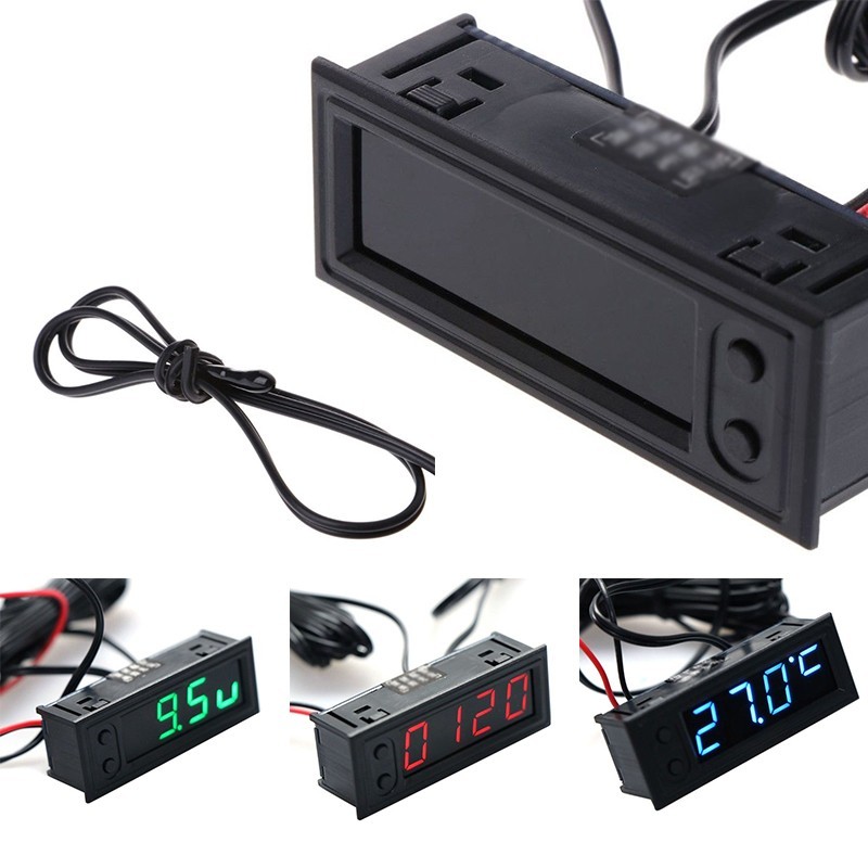 DC 12V Multi-function Clock Car Temperature Battery Monitor Voltage Volt Meter