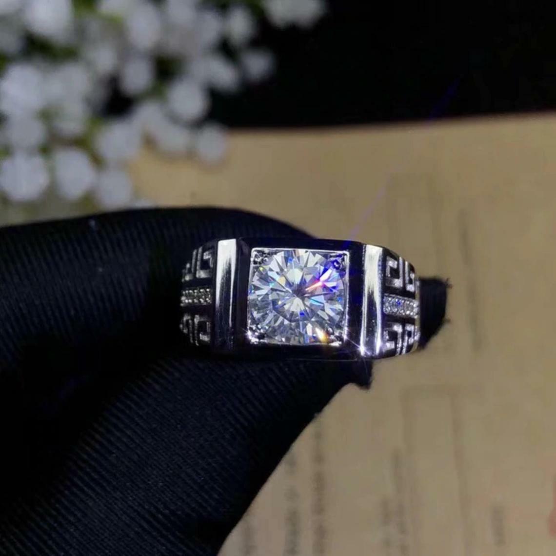 2.05 Ct Round Simulated Diamond Men's 14K White Gold Plated Engagement Band Ring