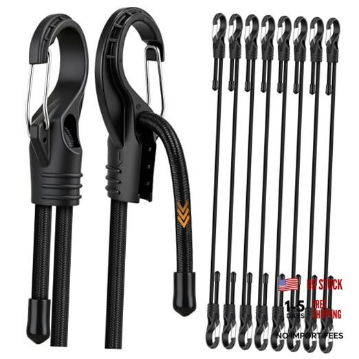 8-Piece 48-inch Adjustable Bungee Cords with Hooks, Heavy 48 inch Adjustable