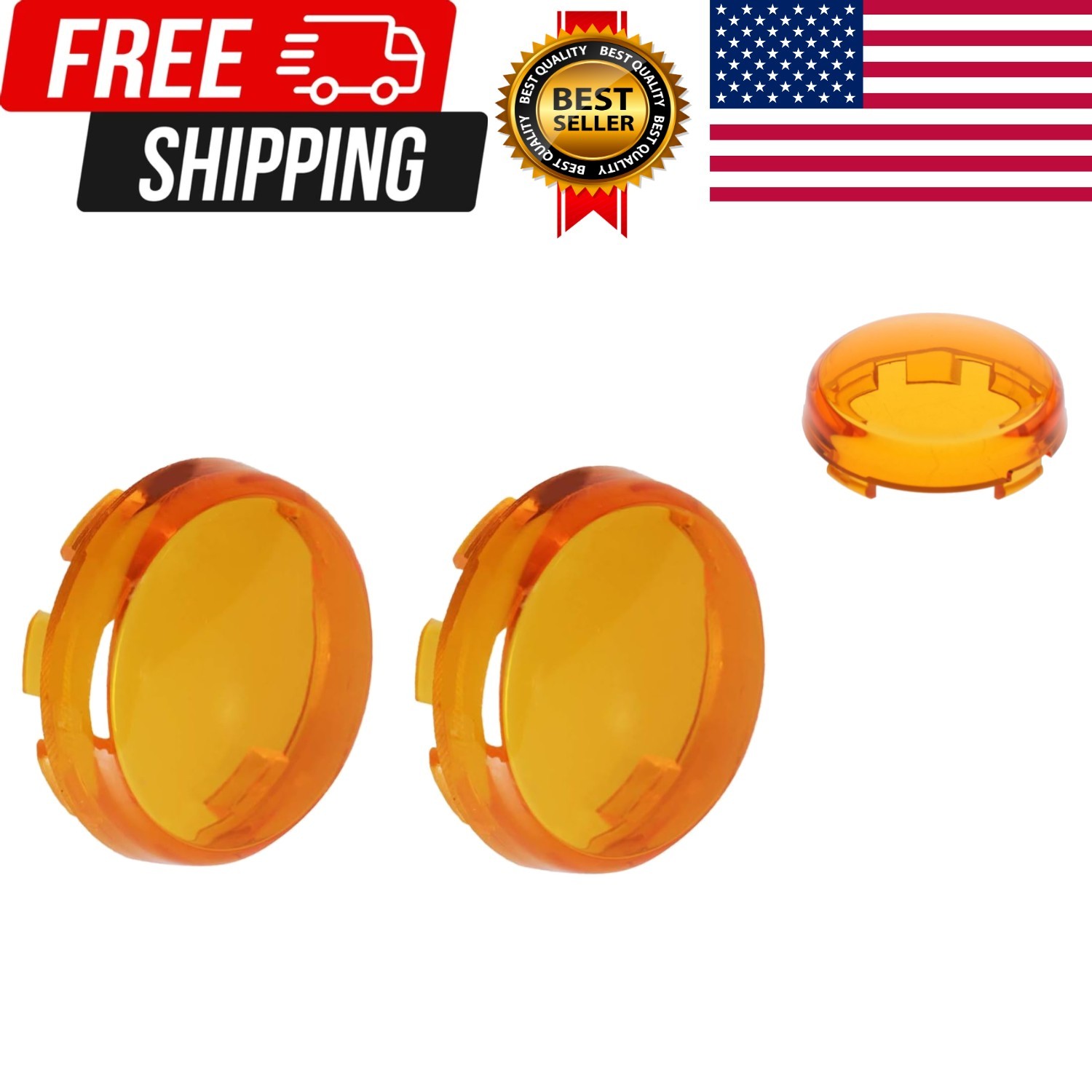Turn Signal Light Lens, Amber Cover, Compatible w/ Harley Dyna Street Glide Bike