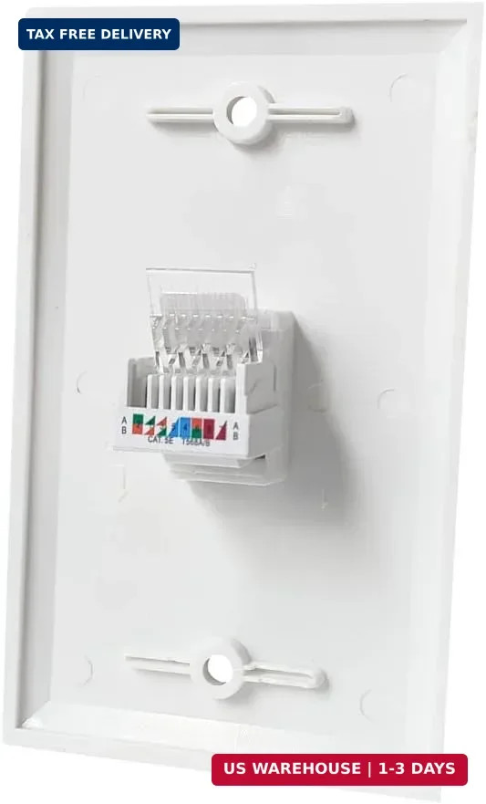 1 Port Tooless Cat5e Ethernet Punch Down Wall Plate Wire to Female - Cat 5e RJ45