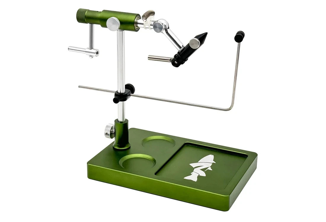 Nirvana Rotary Olive Green Fly Tying Vise with Base  - Hooks 20 to 2/0