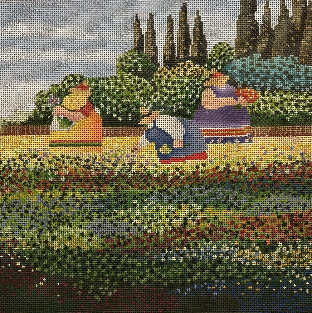 Needlepoint Handpainted Cooper Oaks Spring Gathering 12x12