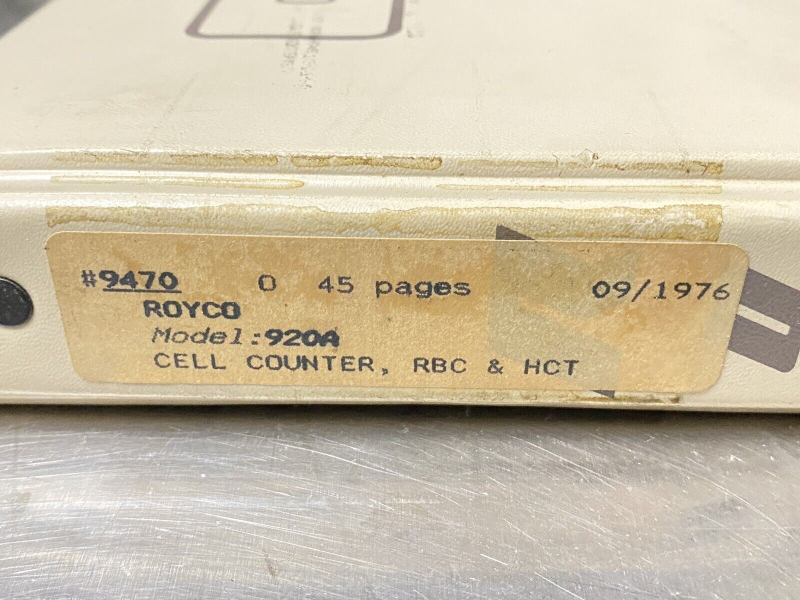 Royco 920A Cell Counter RBC HCT Cell-crit - Users Guide / Instruction / Manual