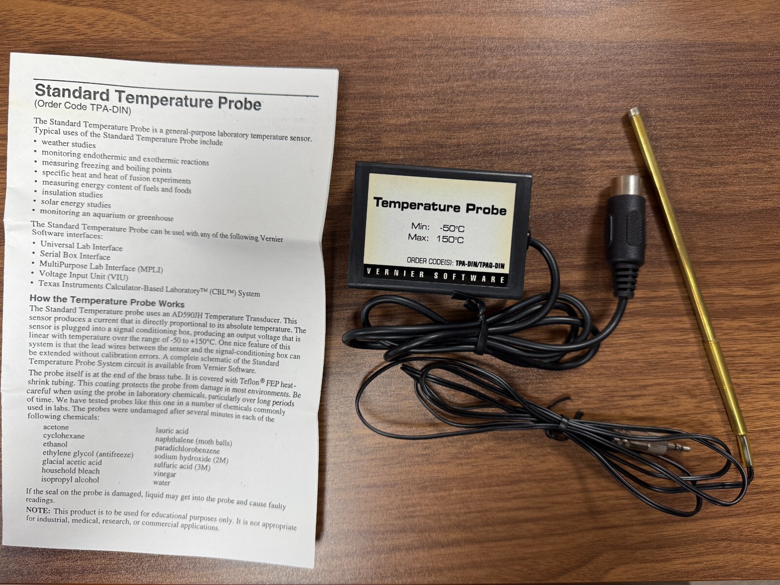 Vernier Standard Temperature Probe TPA-DIN