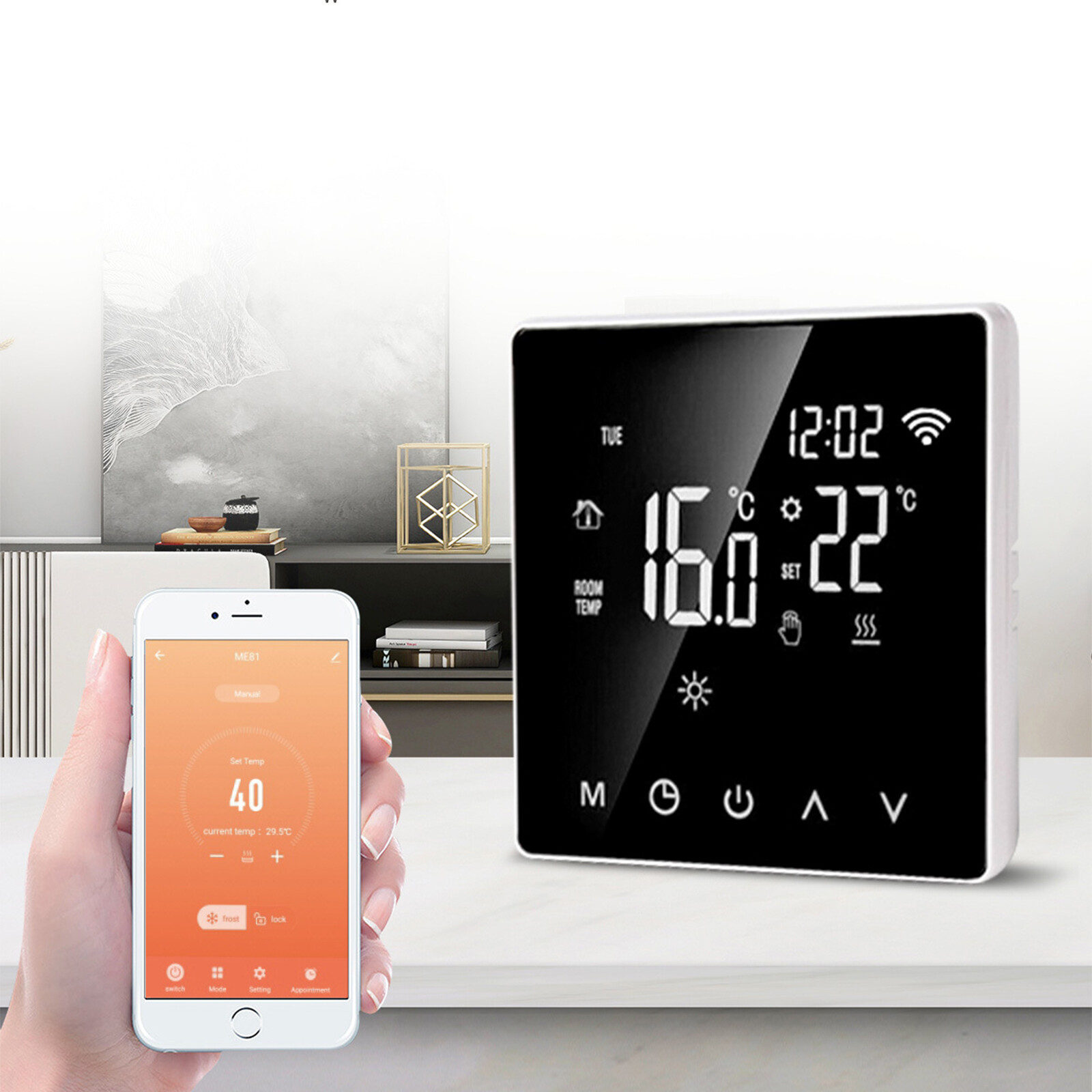 Smart Home Thermostat Programmable Wireless Room Sensor Digital App Control.