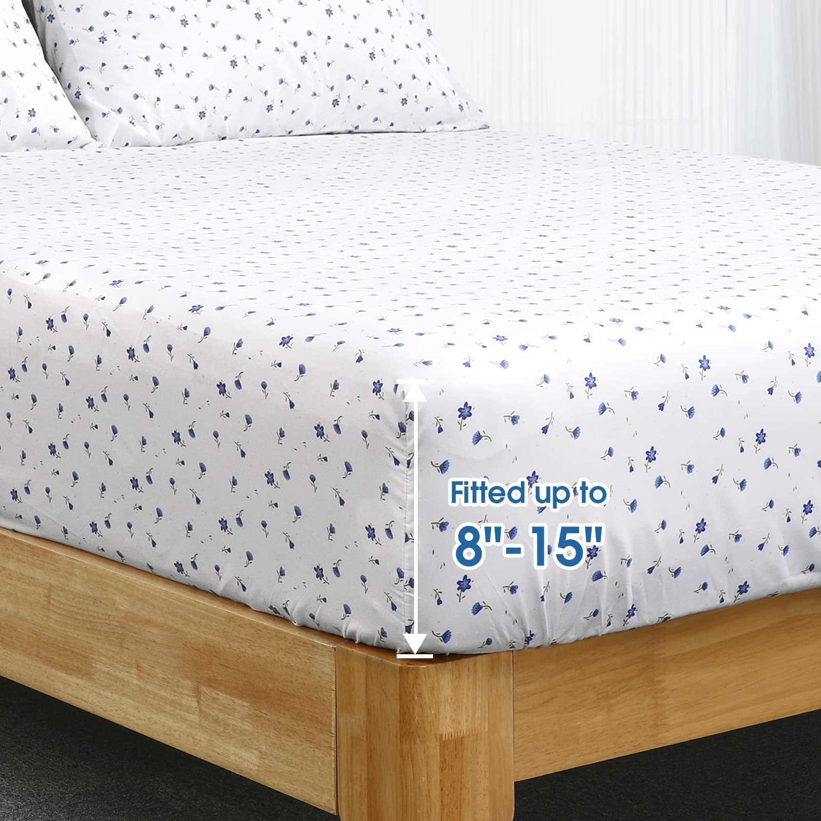 6 Piece Printed Full Size Bed Sheets, Extra Soft Brushed Microfiber 1800 Bedd...