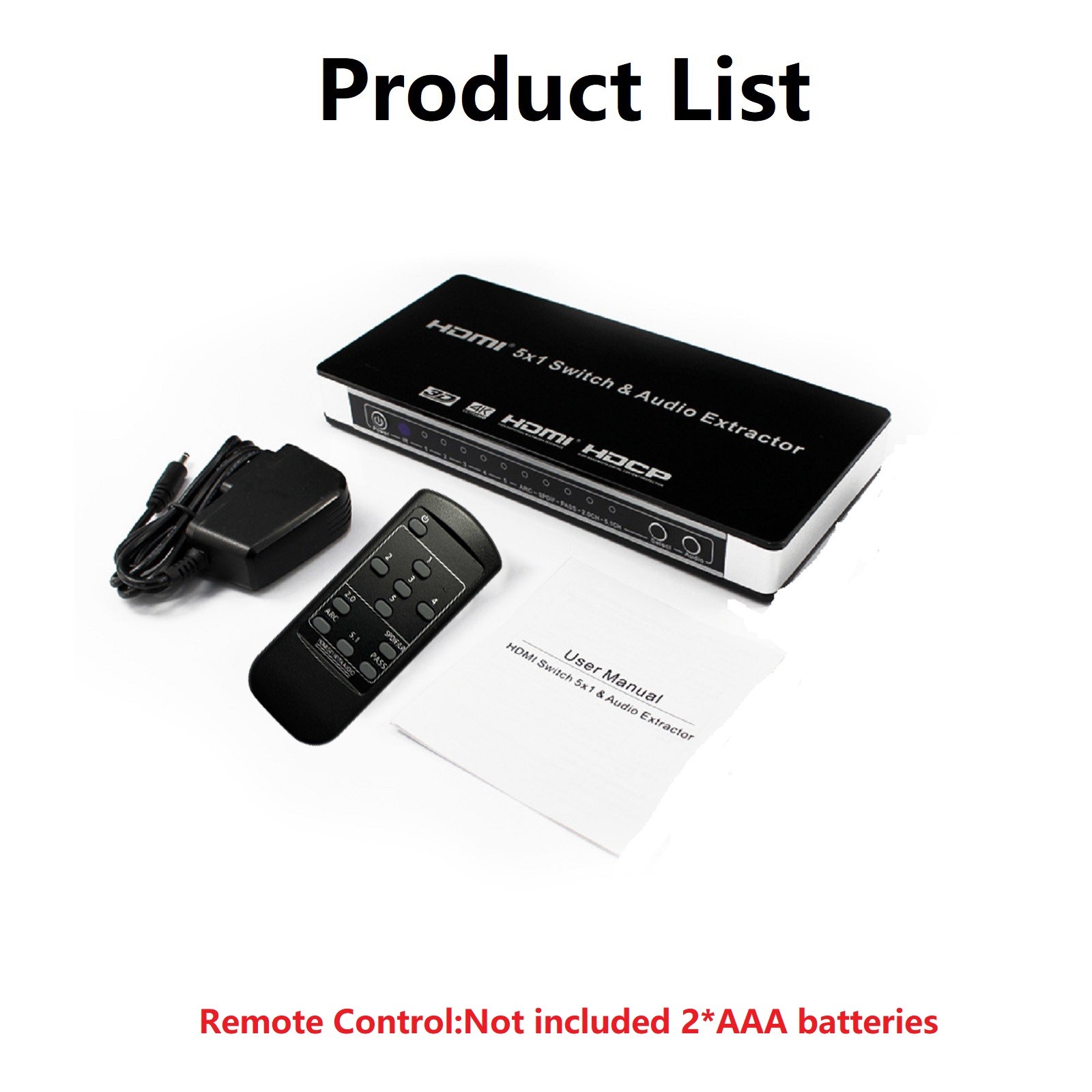 HDMI-Compatible Switch Switcher 5x1 5 in 1 out Audio Extractor 4K For PS4 PS5
