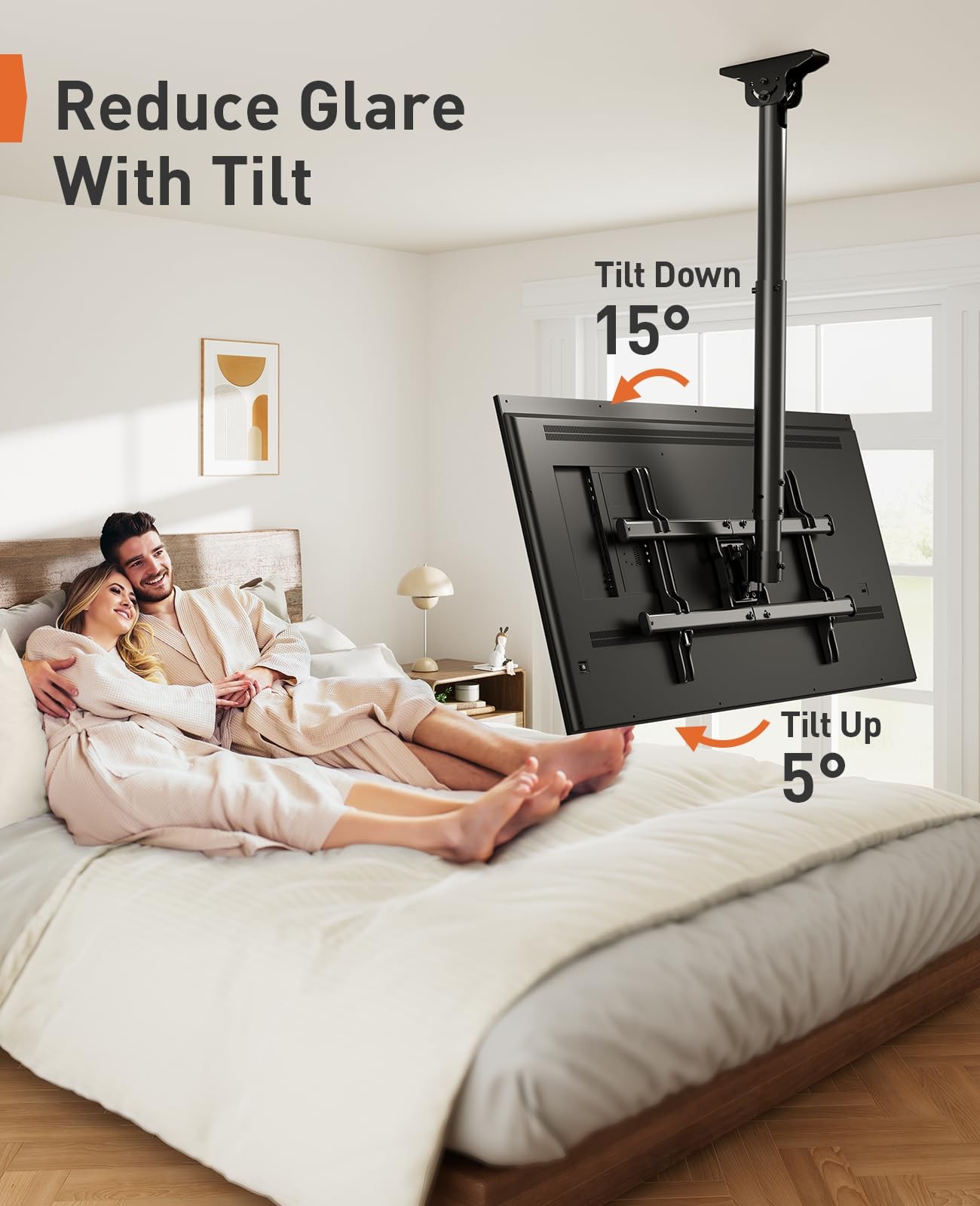 Perlegear Ceiling TV Mount, Hanging Mount for 37-75 inch Flat or Black