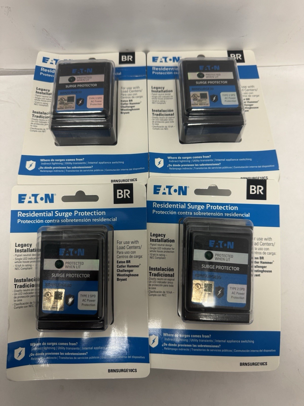 LOT OF 4-Eaton Residential Surge Protection ￼BRNSURGE10CS NEW IN PACKAGE