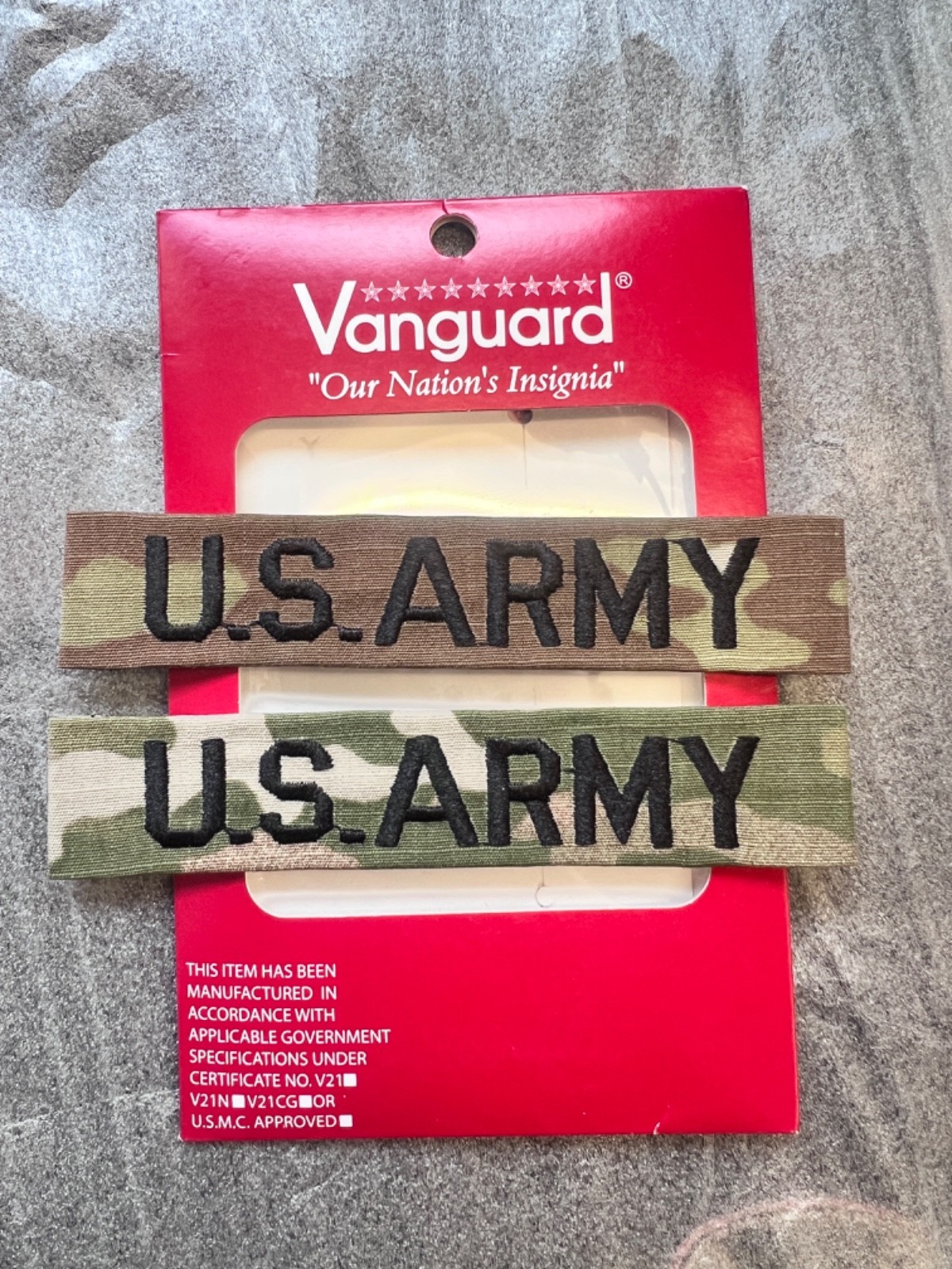 2 x New Vanguard A Tape OCP sew on US Army Cloth Patches Branch Tape USA Camo v0