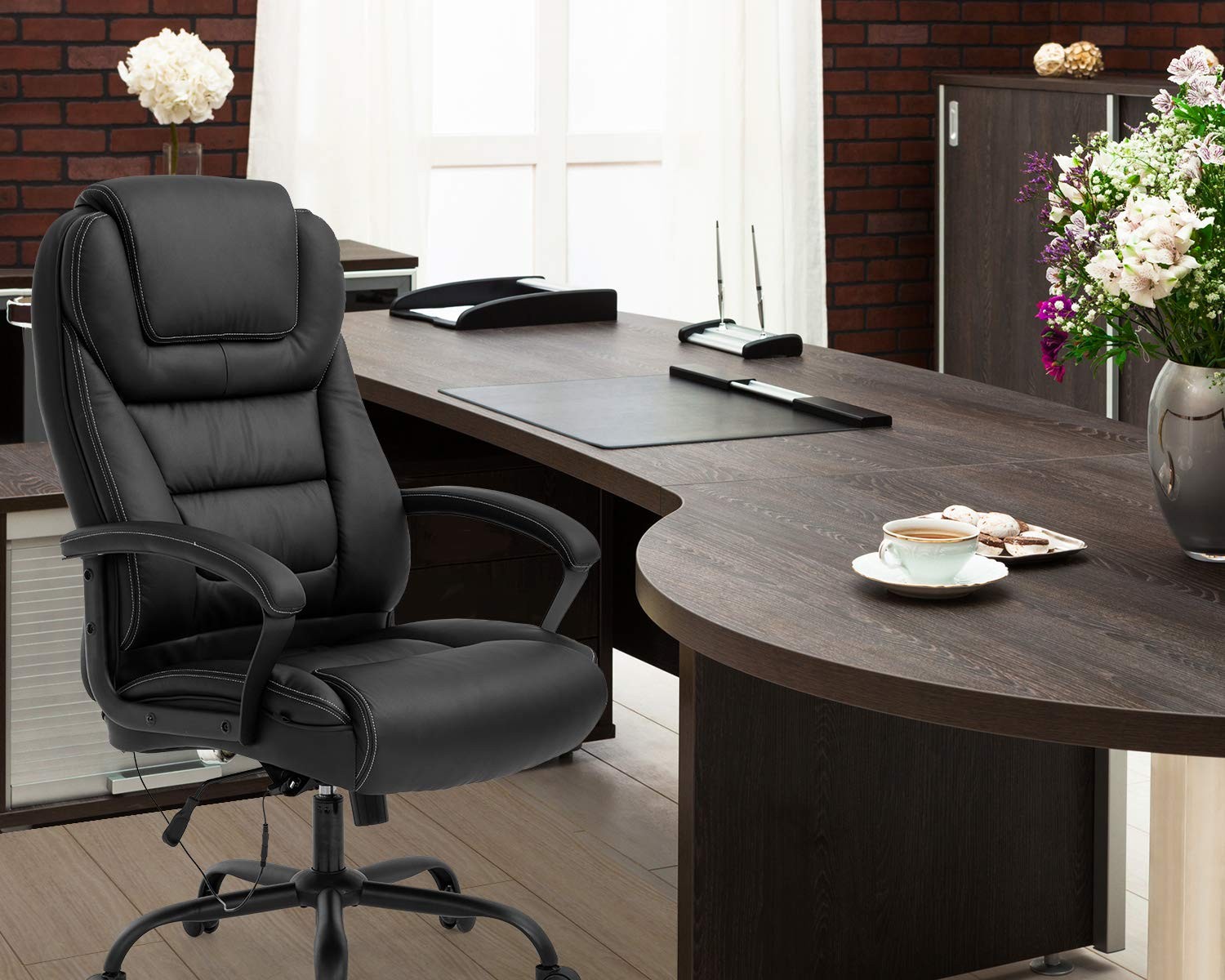 Big and Tall 500lbs Wide Seat Ergonomic Desk Chair with Lumbar Support Arms H...