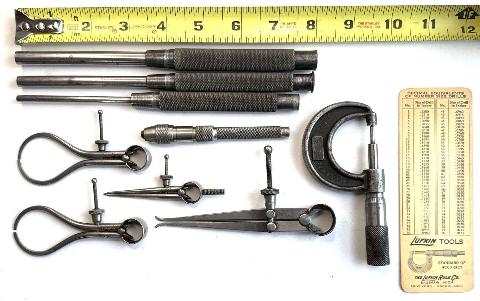 Vintage Lot Of Assorted Machinist Tools LUFKIN Used