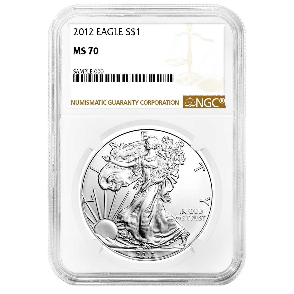 2012 $1 1-oz American Silver Eagle NGC MS70 Brown Label