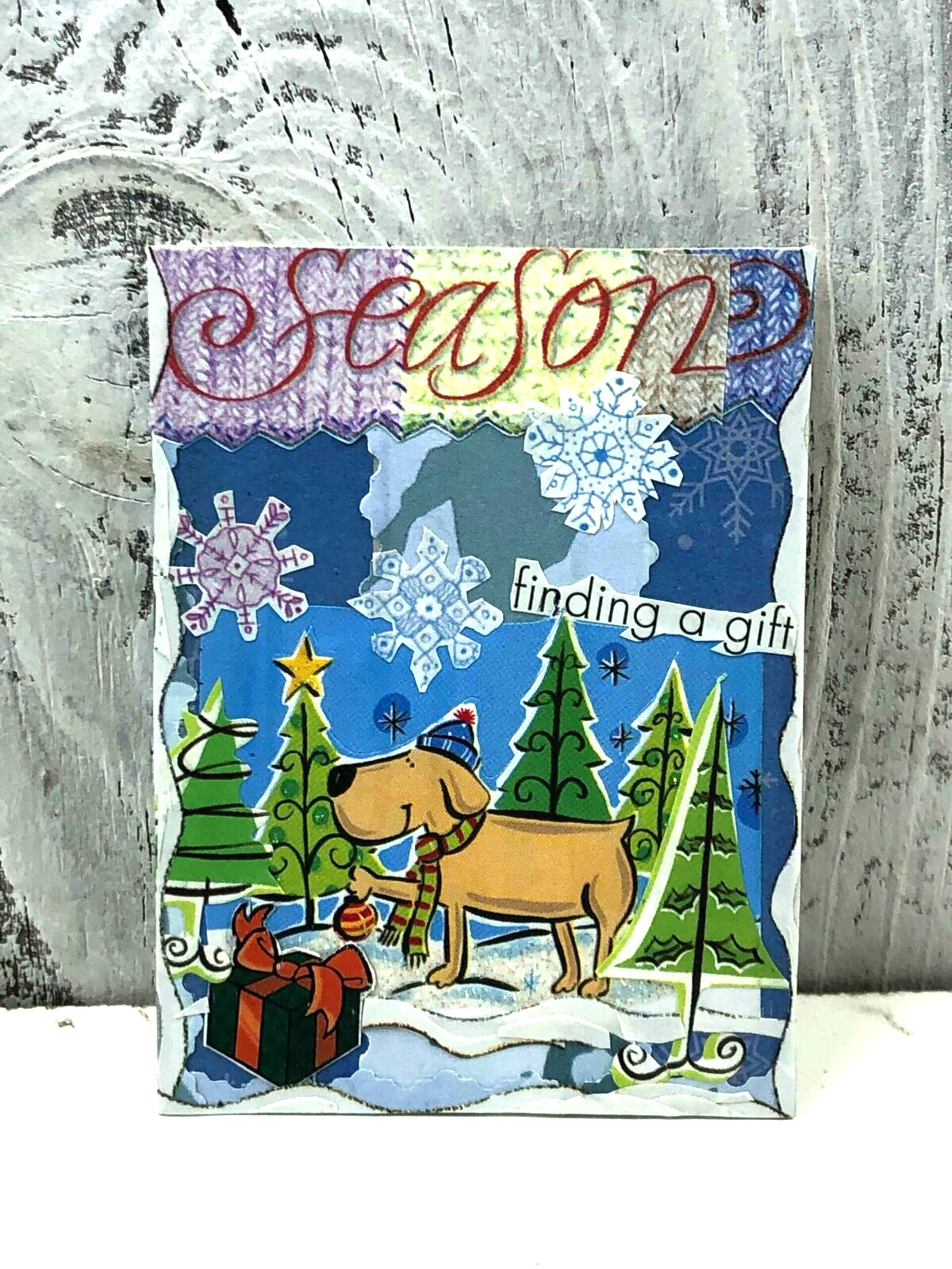 ACEO ARTIST TRADING CARD "SEASONS FOR FINDING CHRISTMAS” ARTIST HAND MADE