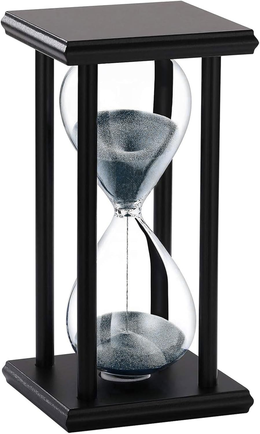 Wood Hourglass 30 Minute, Black Wooden Stand Sand Timer Clock, Black Sand Watch