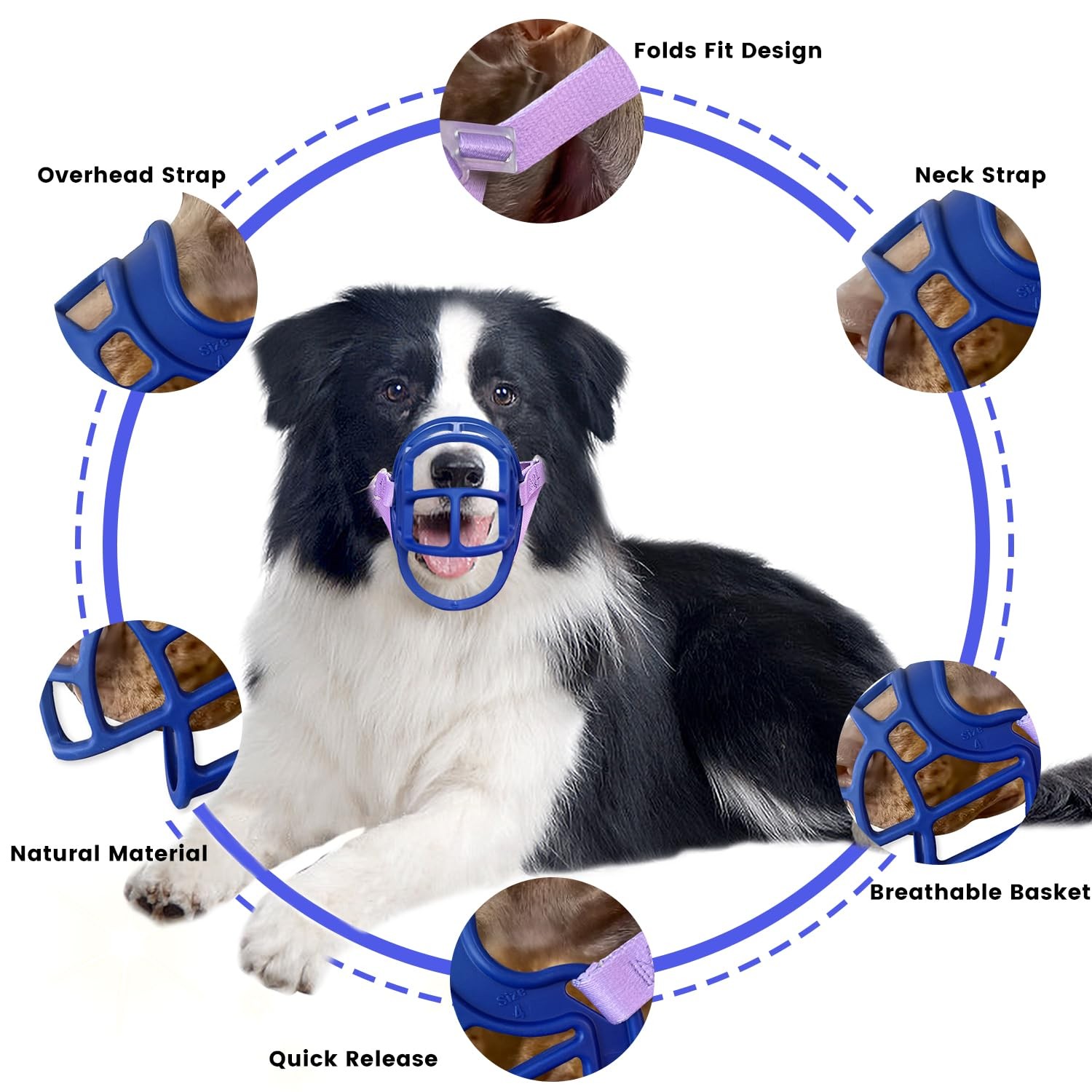 Dog Muzzle, Basket Muzzle Anti Biting Chewing, Sturdy Lightweight Muzzle Allo...