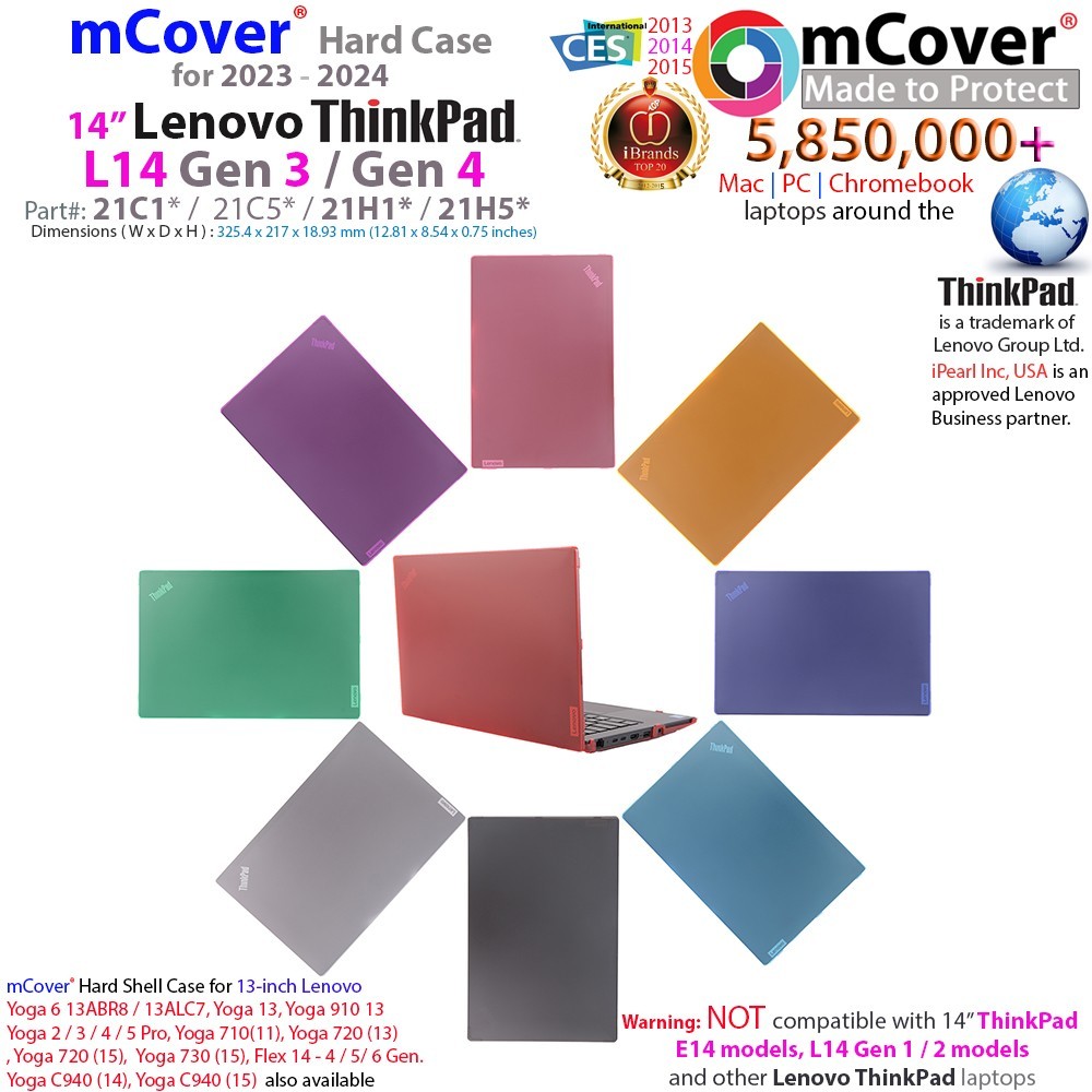 NEW mCover® Hard Case for 2023-2024 14" Lenovo ThinkPad L14 Gen 3 / Gen 4 Laptop