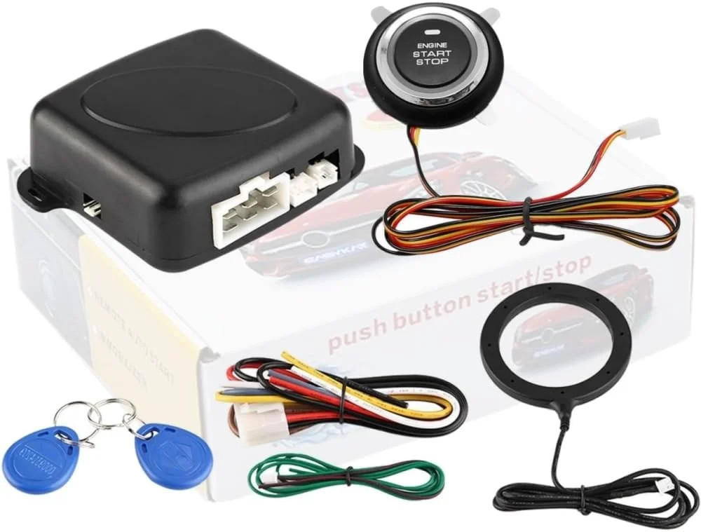 Push to Start Ignition Kit Smart RFID Push Button Engine Starter Kit, Keyless En