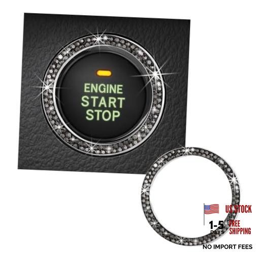 Kewucn Bling Crystal Double Rhinestone Car Engine Start 1 PC Bright Black