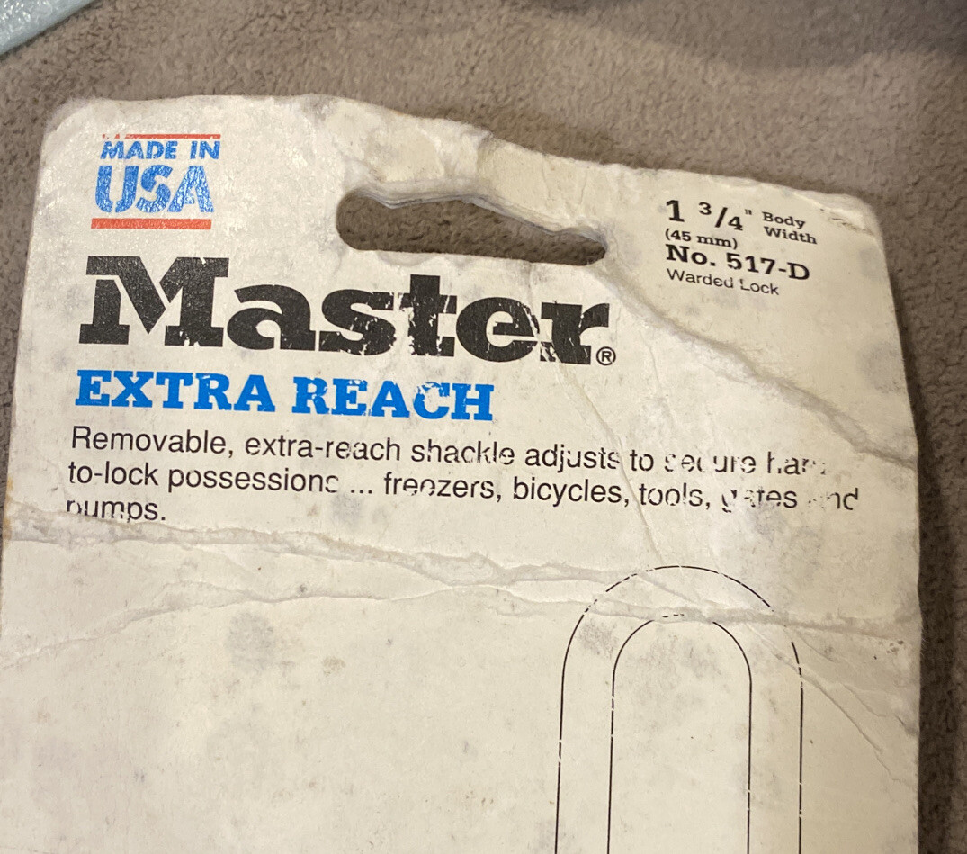 Master Laminated Padlock 517-D XLong Removable & Adjustable Shackle *Made in USA