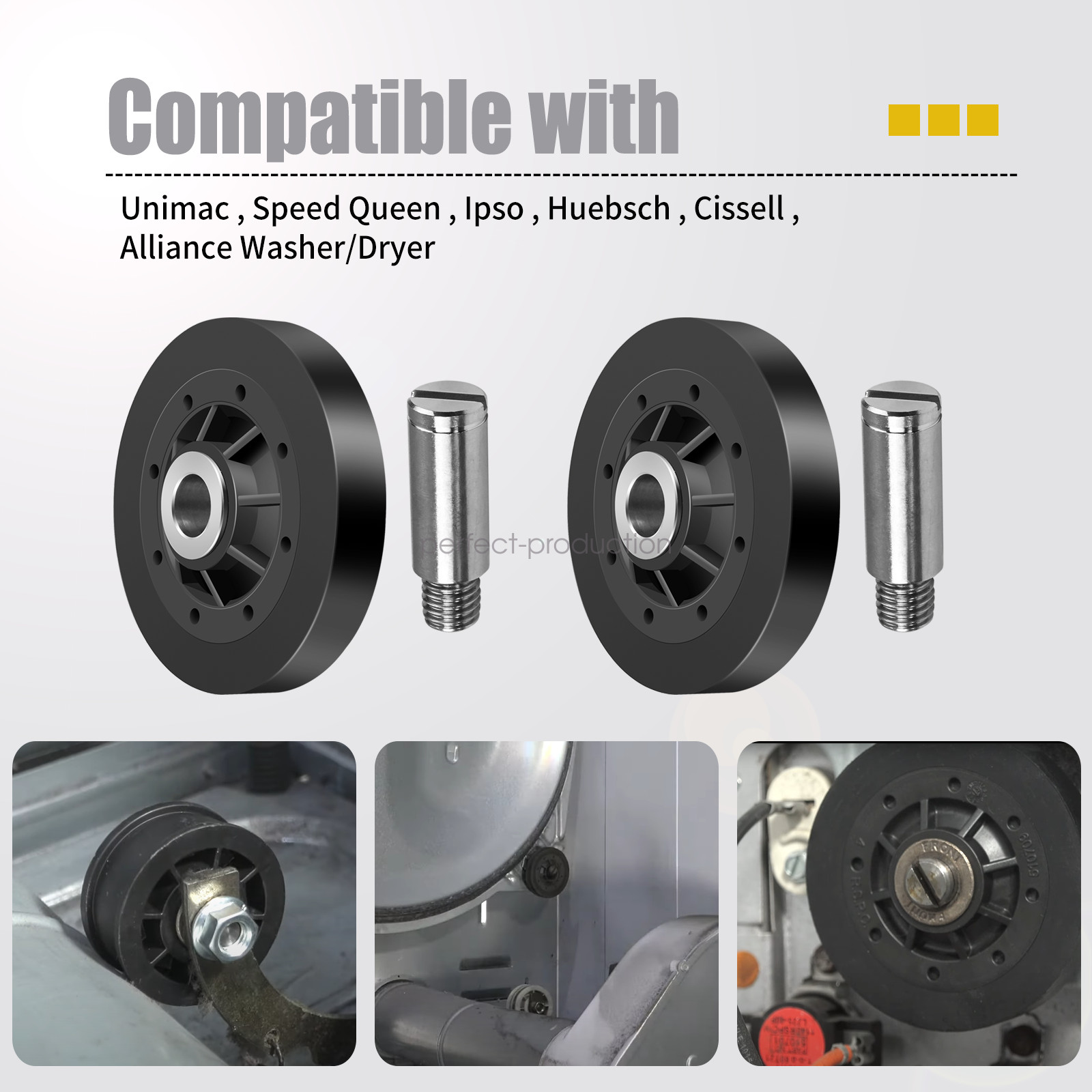 RB170002 Dryer Drum Roller Kit - Black Compatible with Speed Queen