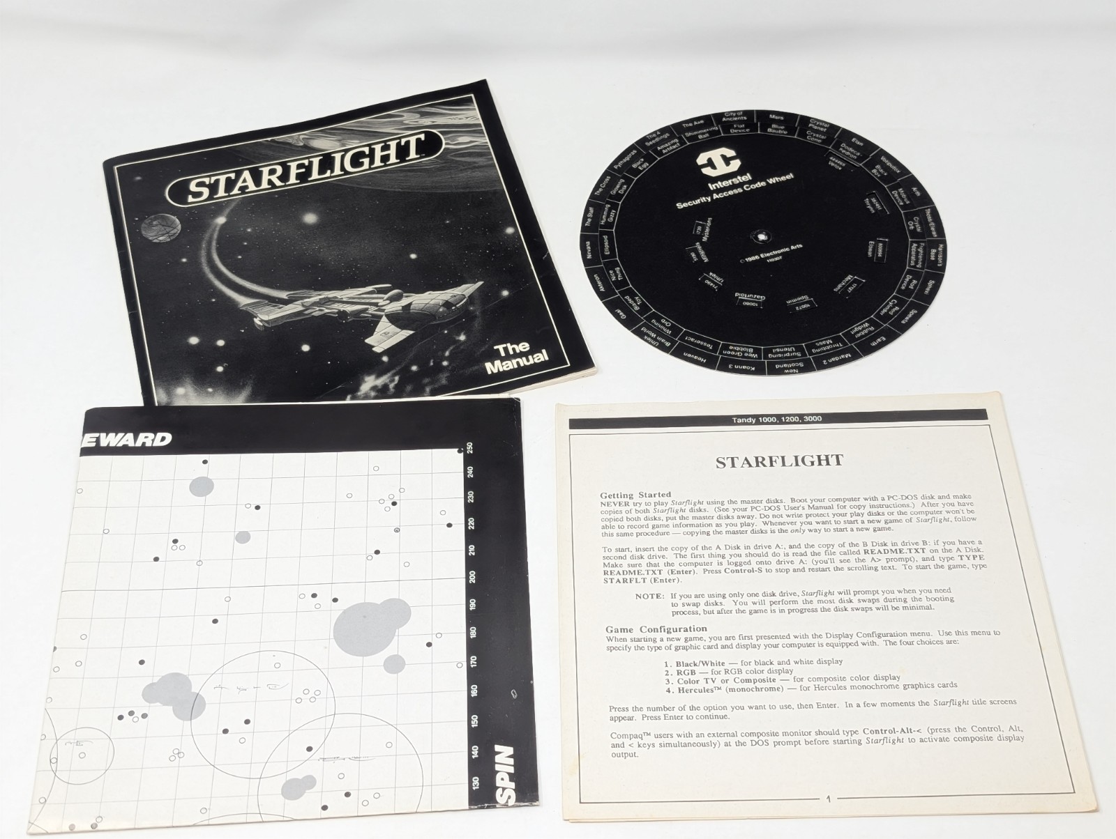Starflight Vintage PC Tandy 1000/1200 Manual Map Code Wheel INSERTS ONLY 1986