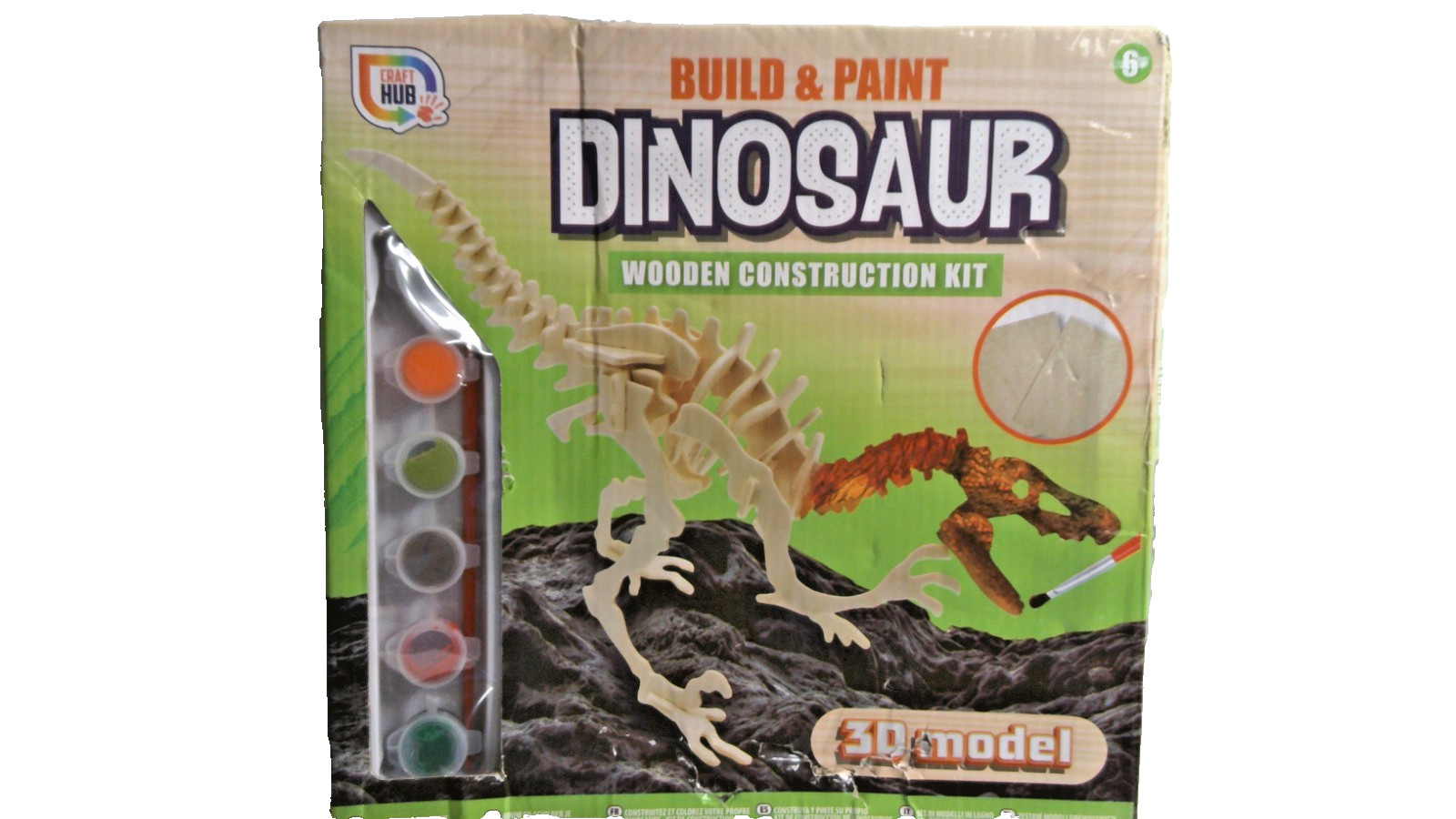 Craft Hub Build & Paint Dinosaur Kit, Wooden Craft, Ages 8+ – New, Sealed