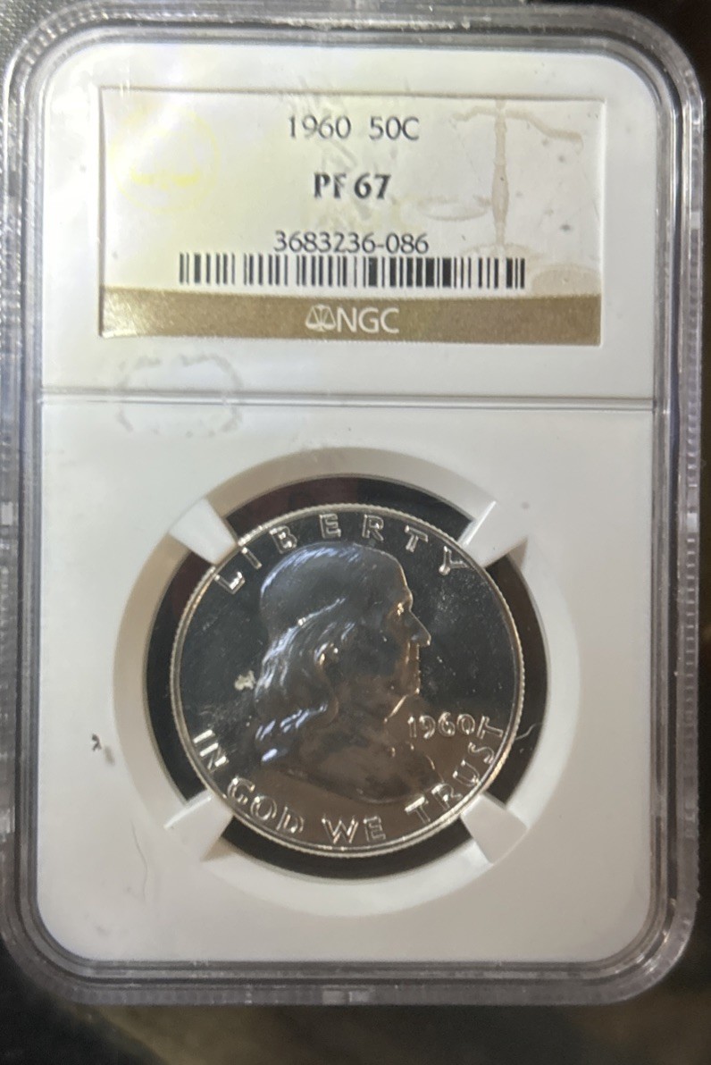 1960 SILVER FRANKLIN HALF DOLLAR 50C NGC PF 67