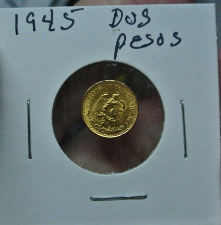1945 Mexico Gold 2 Pesos Dos Pesos Gold Coin Mexican Gold