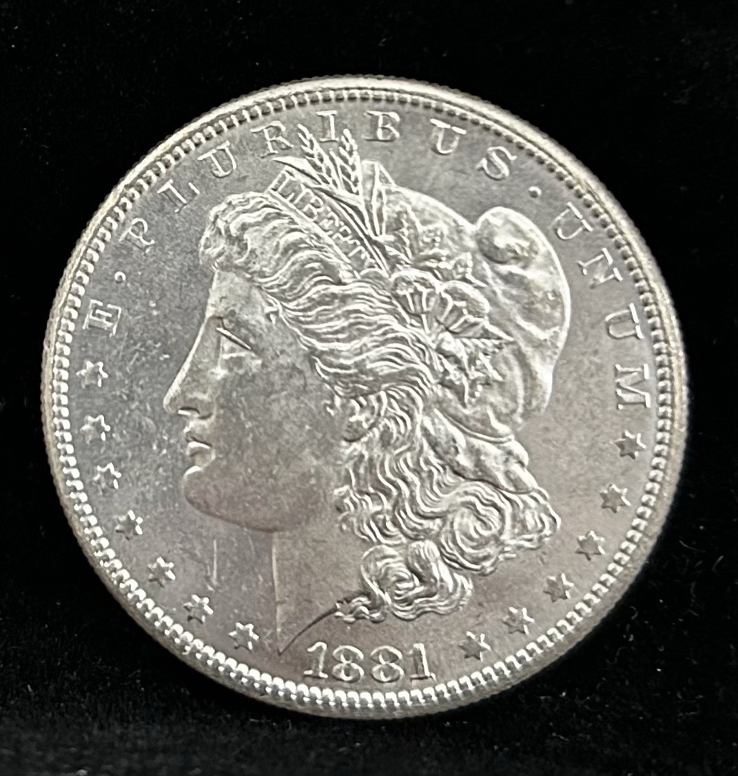 1881-S MORGAN SILVER DOLLAR, BU, STUNNING Example