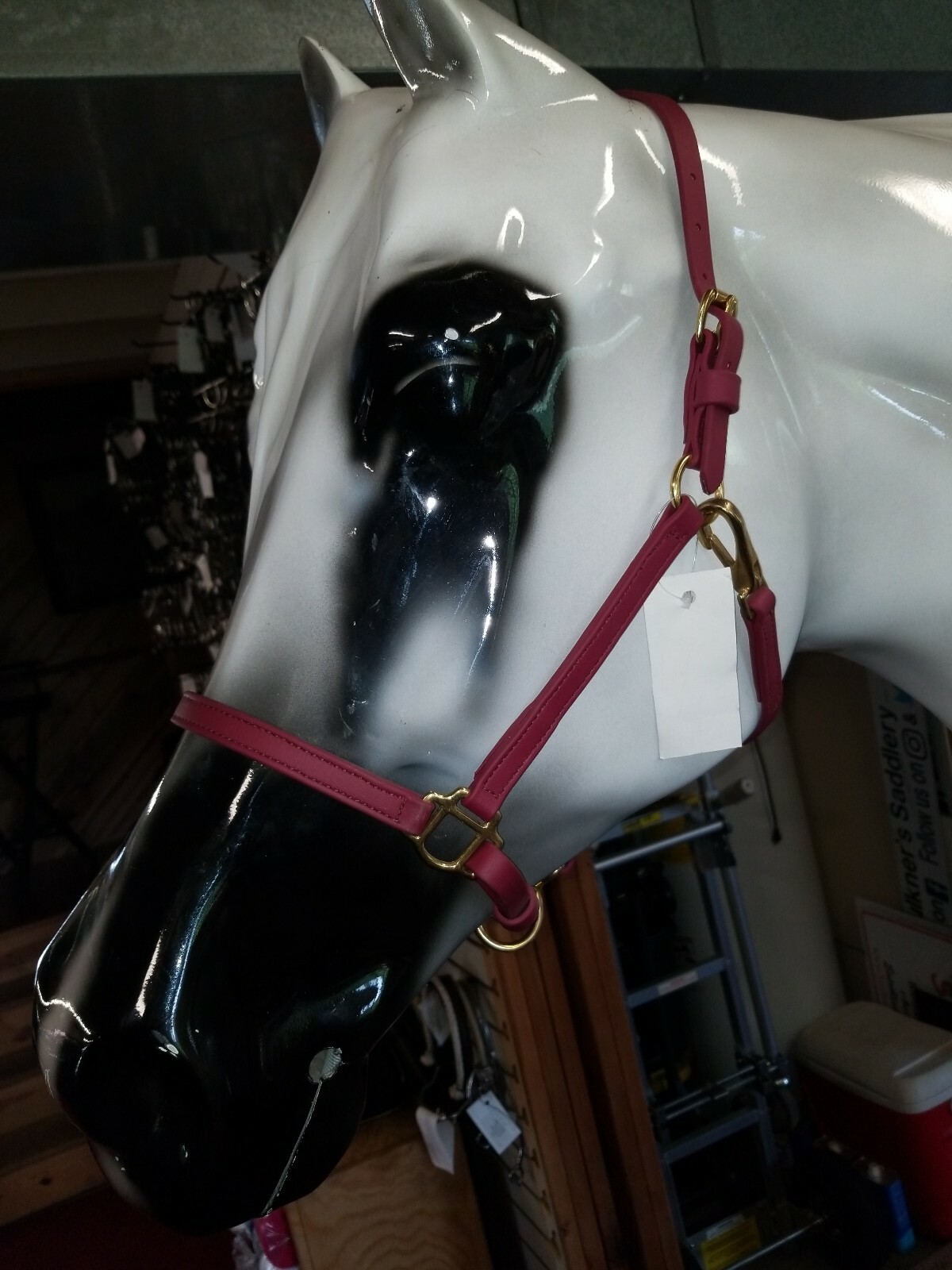 Burgandy Wine Biothane Cob Size Horse Stable  Halter Solid Brass Hardware
