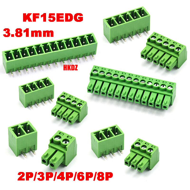 2~10P Pitch 3.81mm Plug Socket PCB Mount Screw Terminal Block Connector KF15EDG