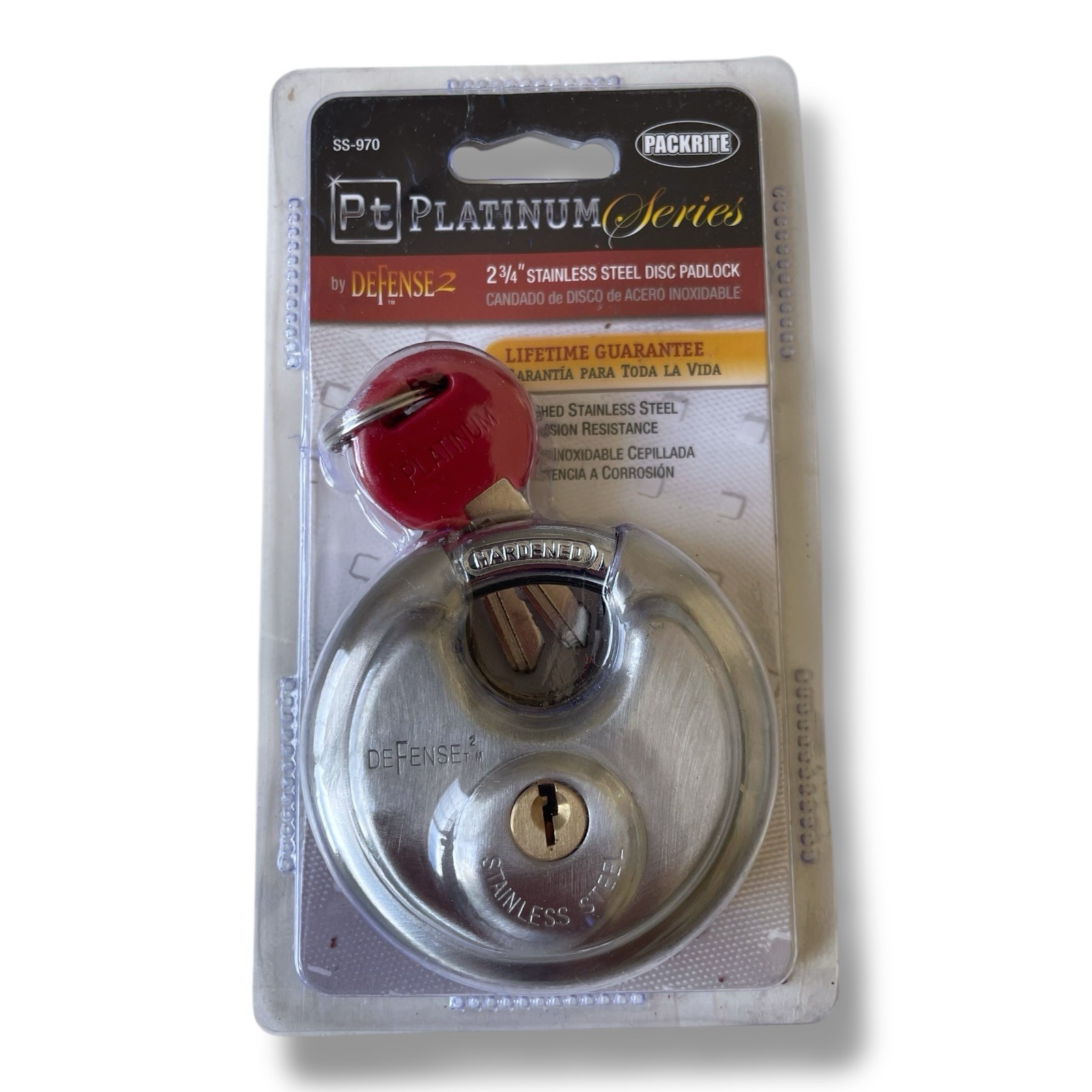 Packrite Platinum Series by Defense 2 Stainless Steel Disc Padlock 2-3/4" SS-970