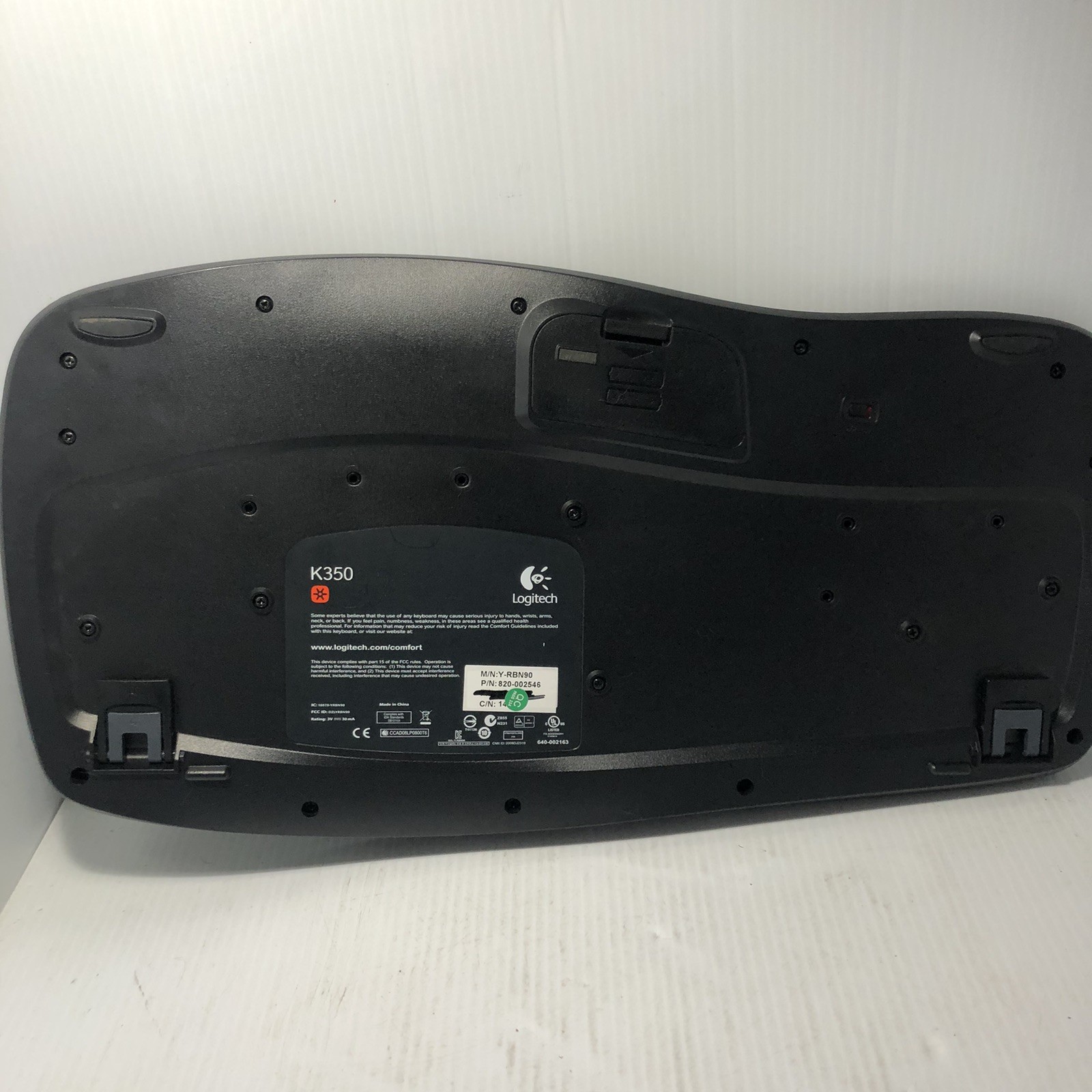 Logitech K350 Wireless Ergonomic Keyboard No Dongle Tested Works Great