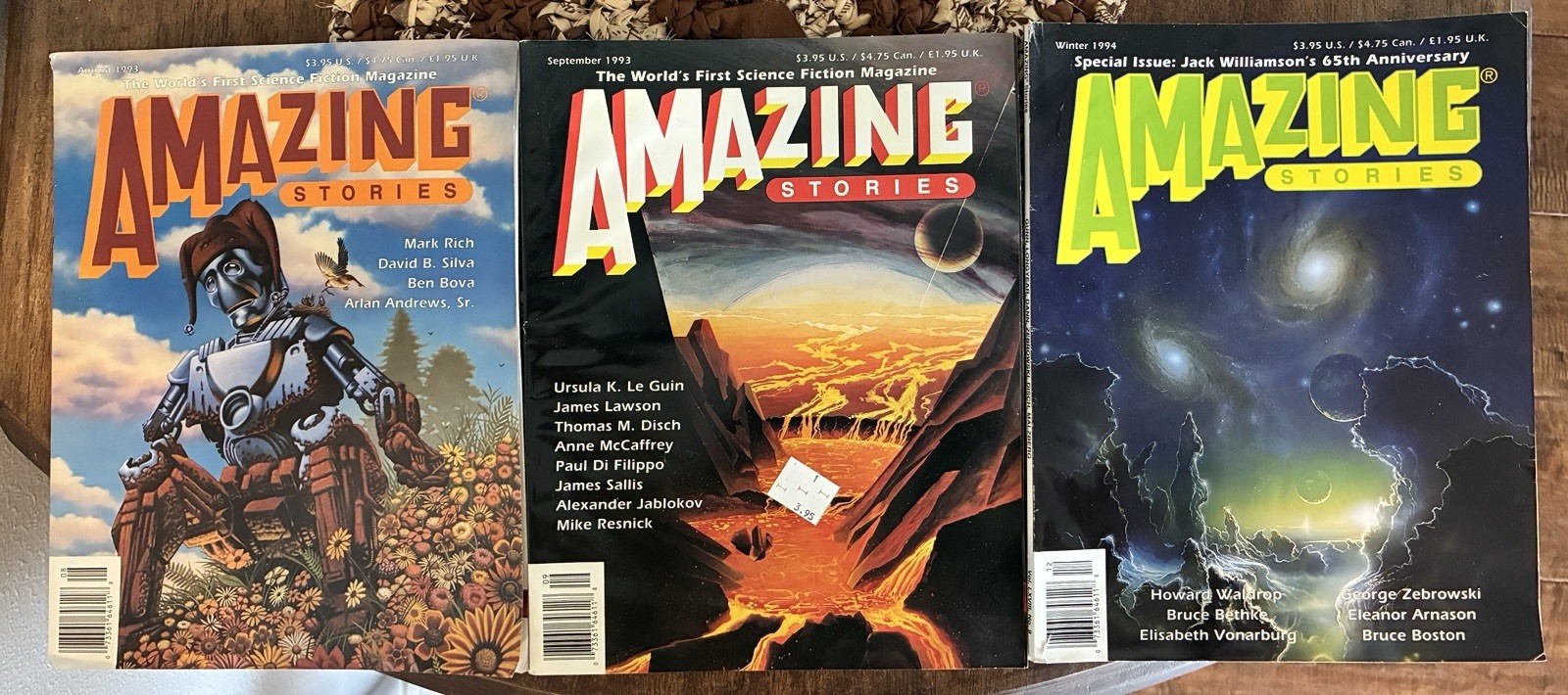 Lot of 3 Amazing Stories Sci Fi Magazines, Aug & Sept 1993, Winter 1994
