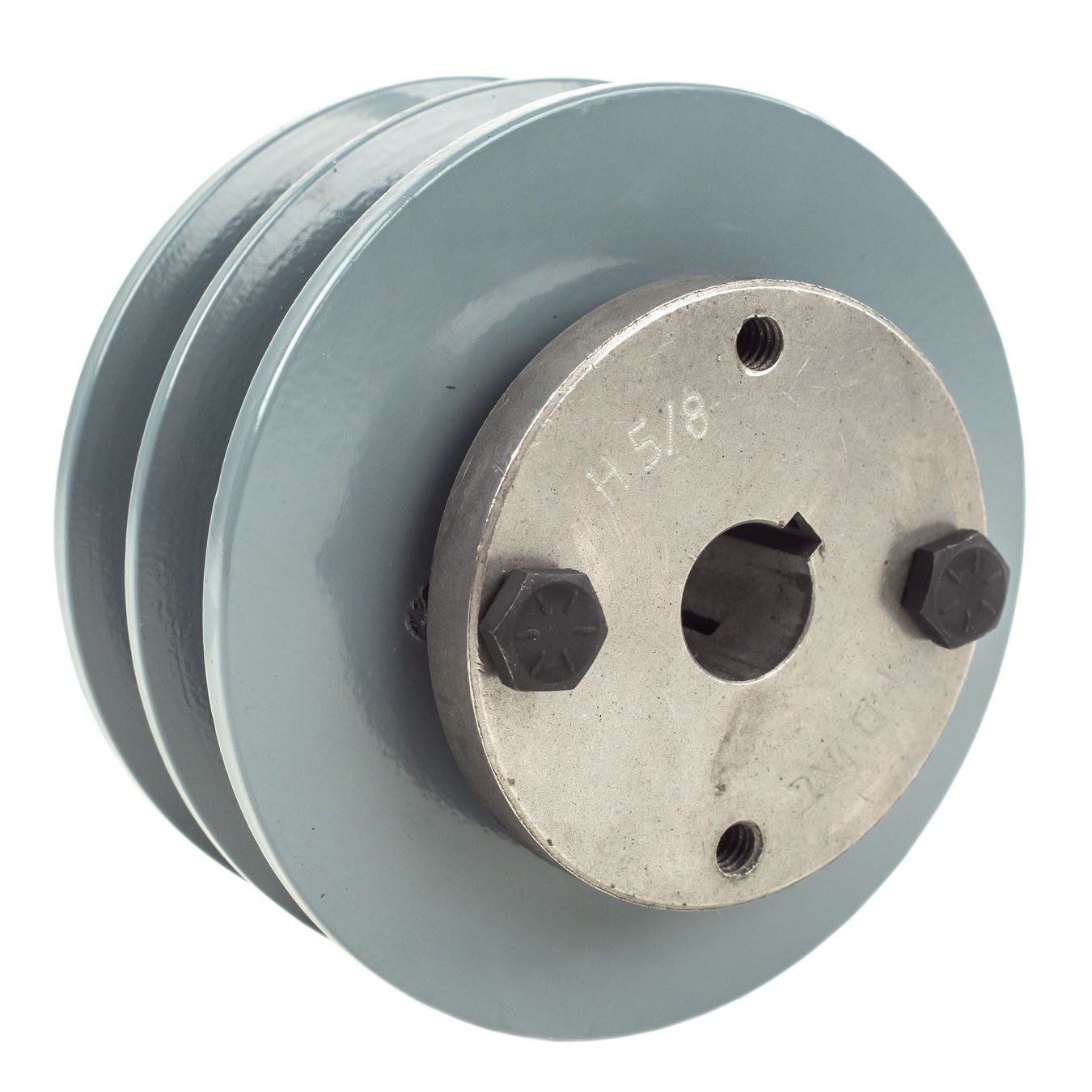 Cast Iron 4" Dual Groove Pulley 2 Belt B Section 5L with 5/8" Sheave Bushing