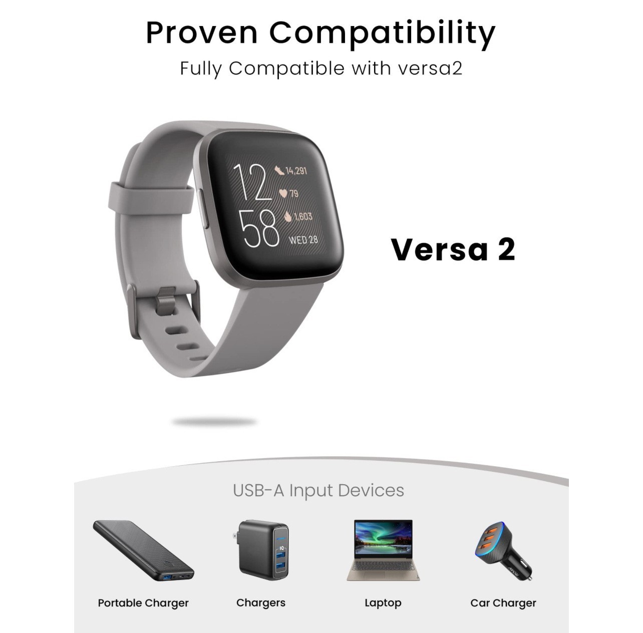 NEW Fitbit Versa 2 & Versa 2 SE USB Charging Dock Station Cable Charger