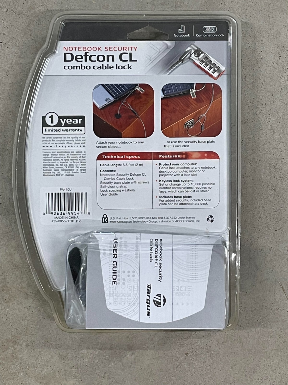 Targus Defcon CL Combo Cable Lock - Laptop Security - New in Package