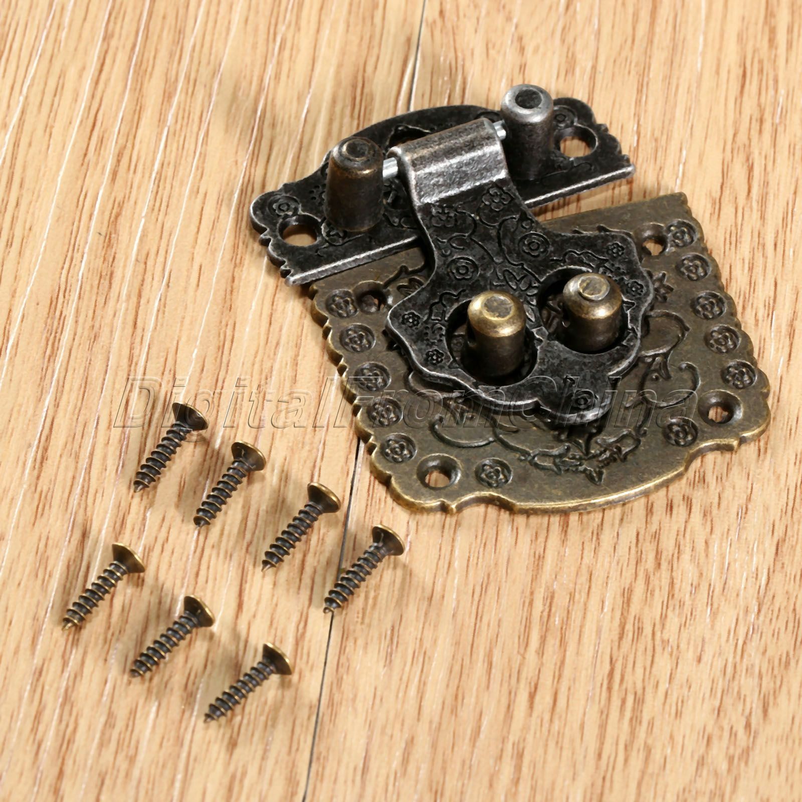 1/5Pcs Antique Brass Hasp Lock Latch Jewelry Box SuitCase Chest Decorative Clasp