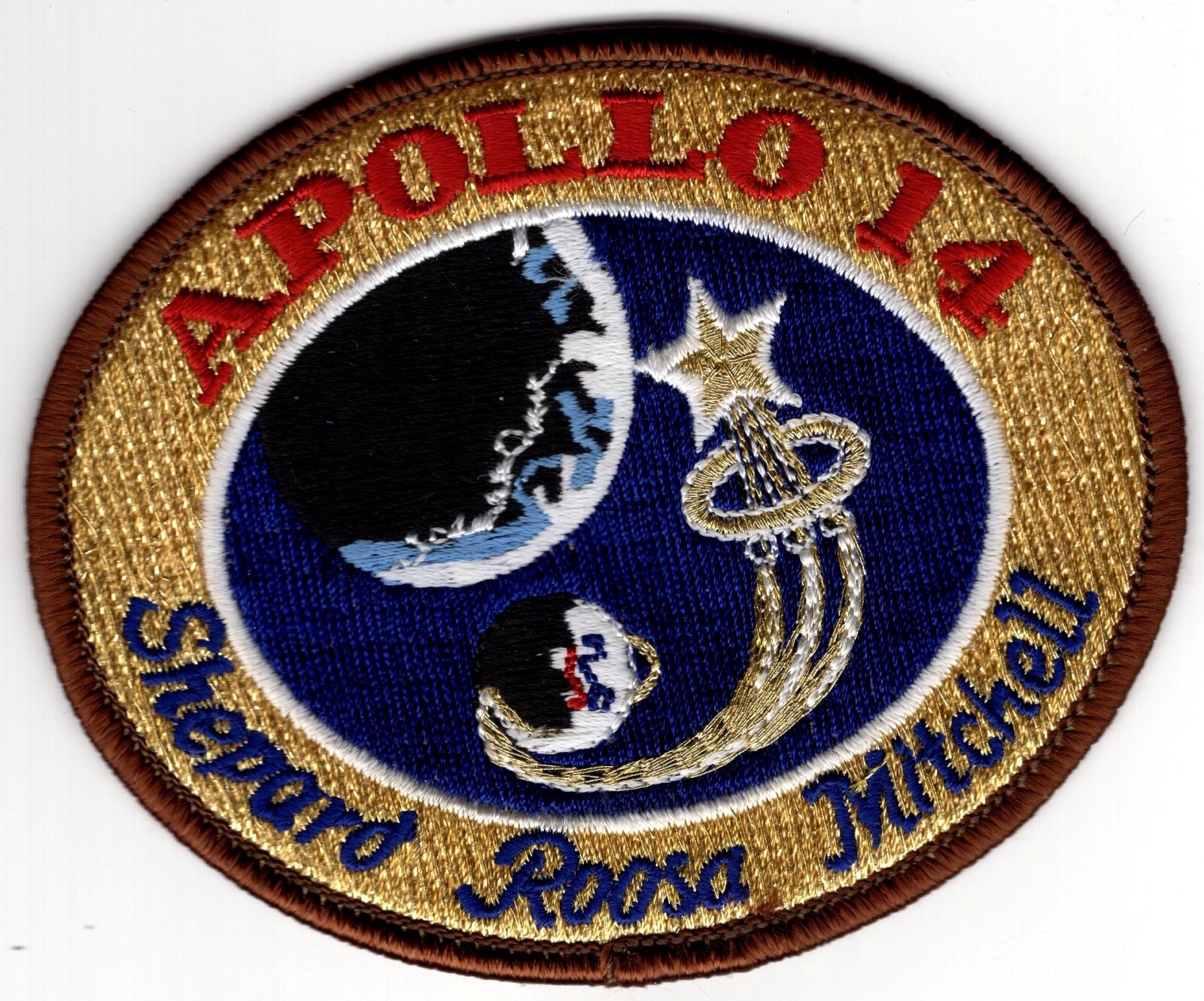 Vtg Postcard Apollo 14 Mission Patch Featuring Shepard Roosa Mitchell 1970s