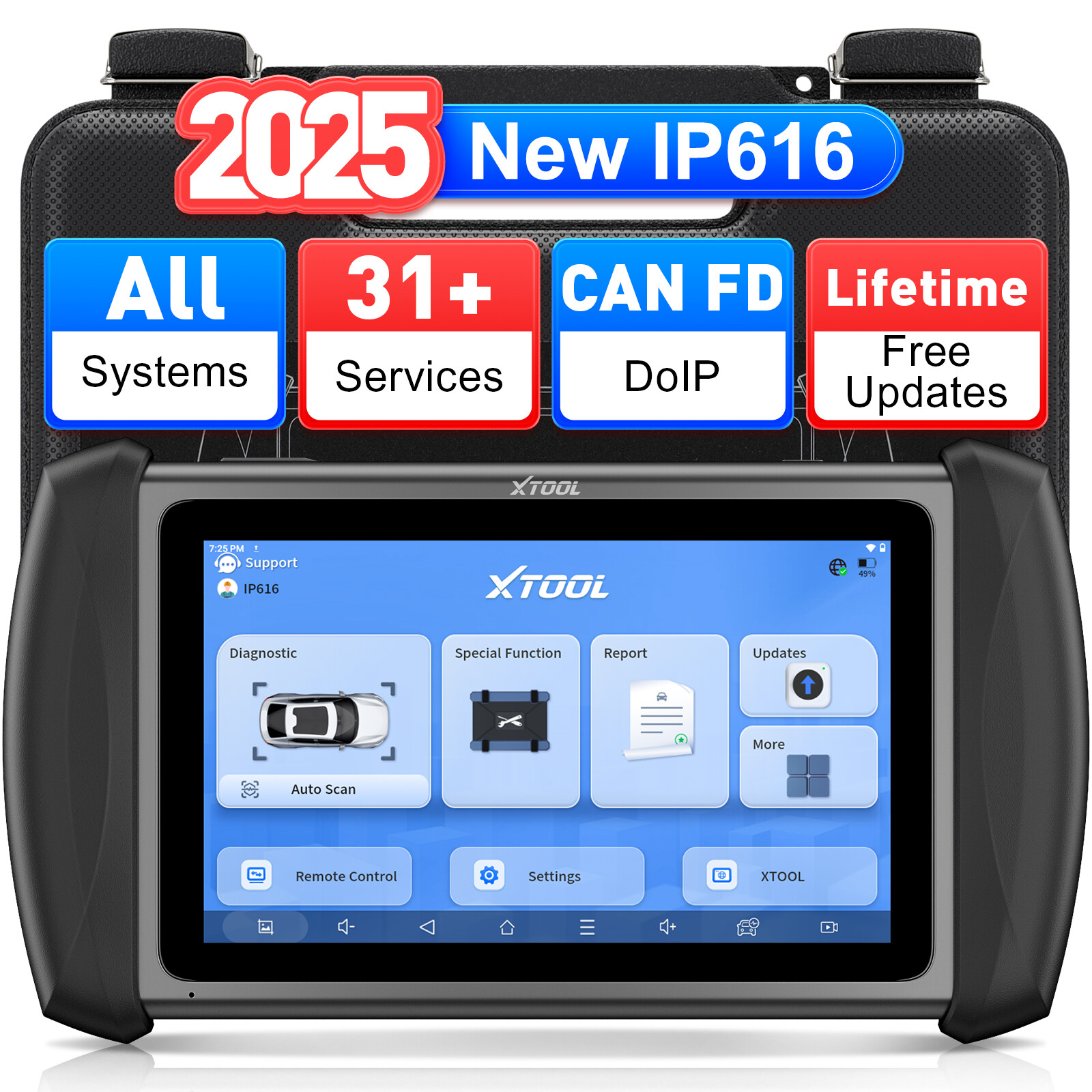 XTOOL IP616 V2.0 OBD2 All System Scanner Diagnostic Tool Lifetime Free Update